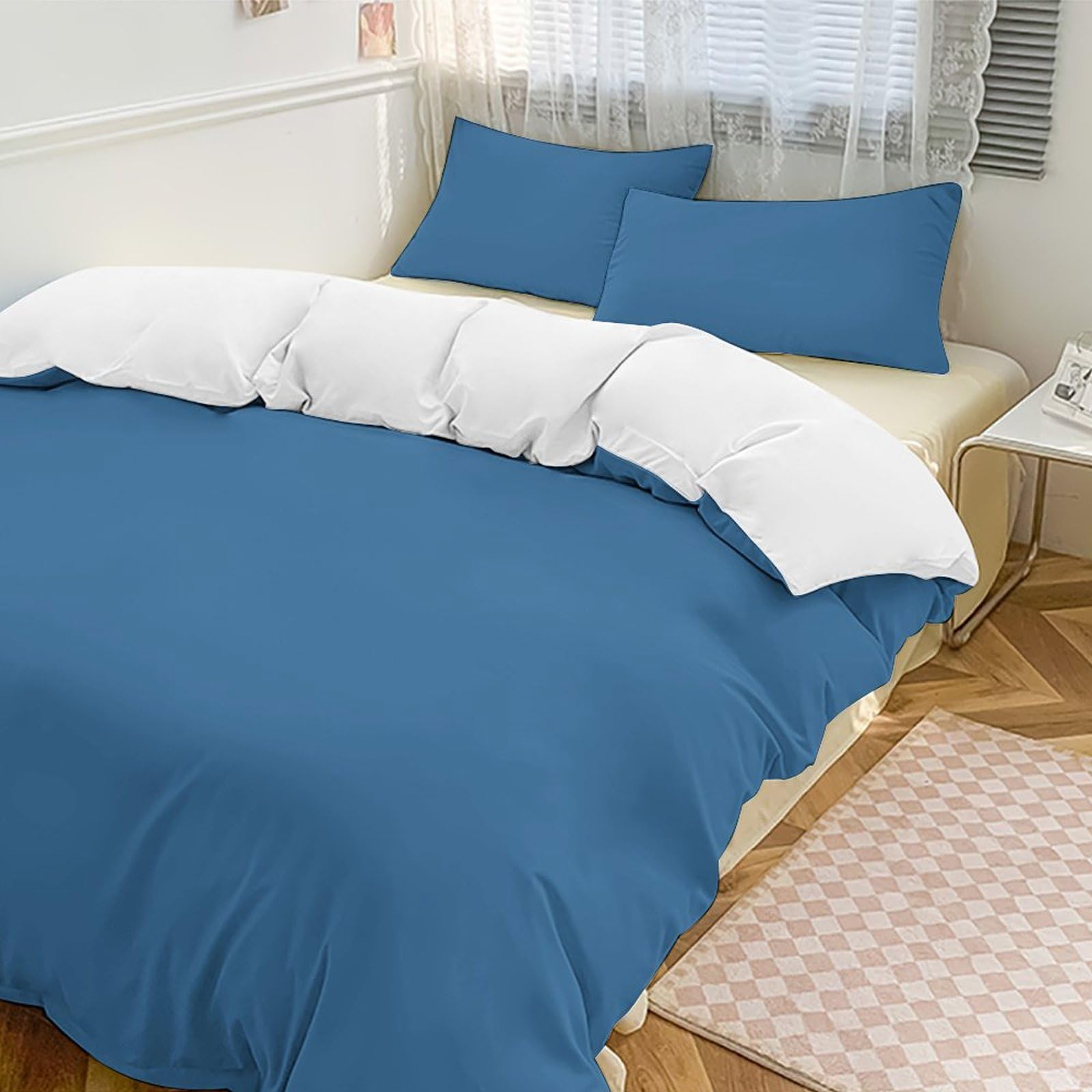 Housse de couette bleu marine douce 3 pièces lit King