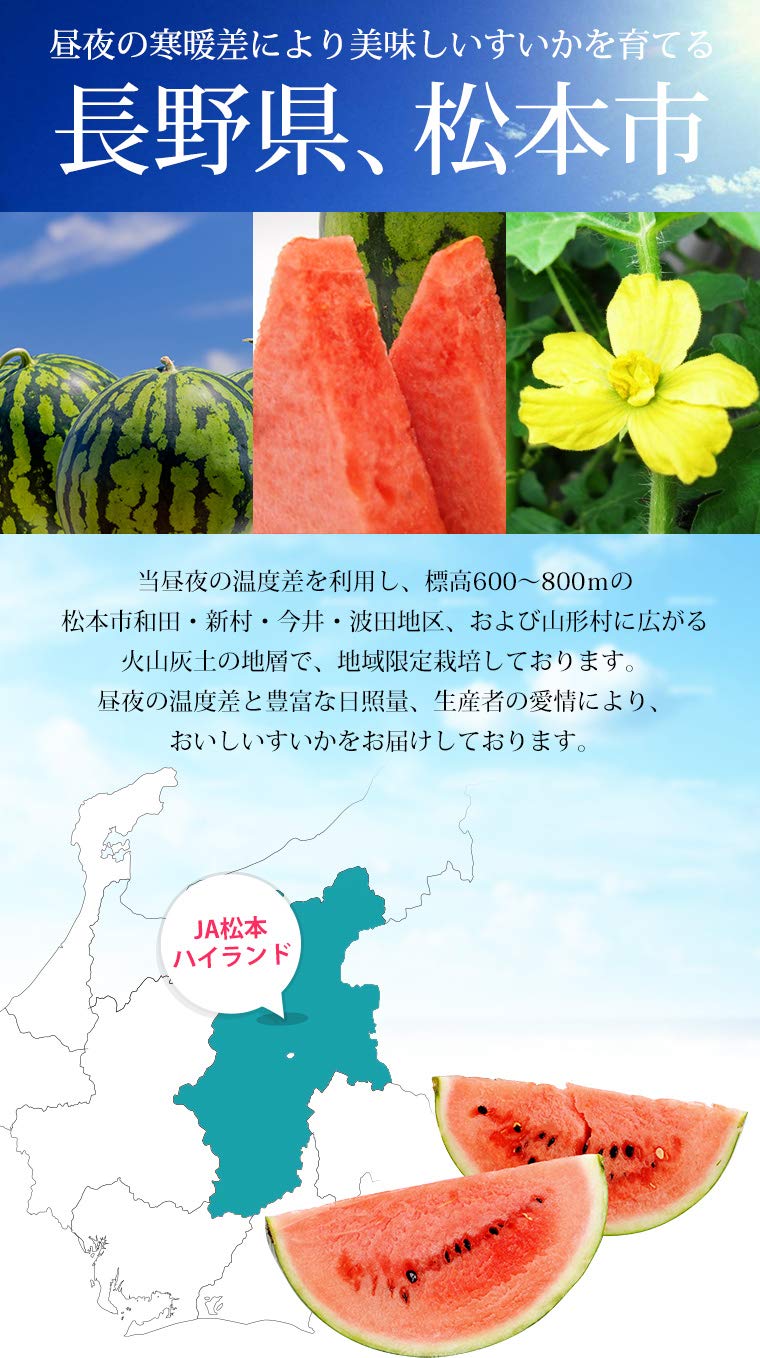 Amazon.co.jp: すいか 松本ハイランドすいか A等級 5Lサイズ以上 約