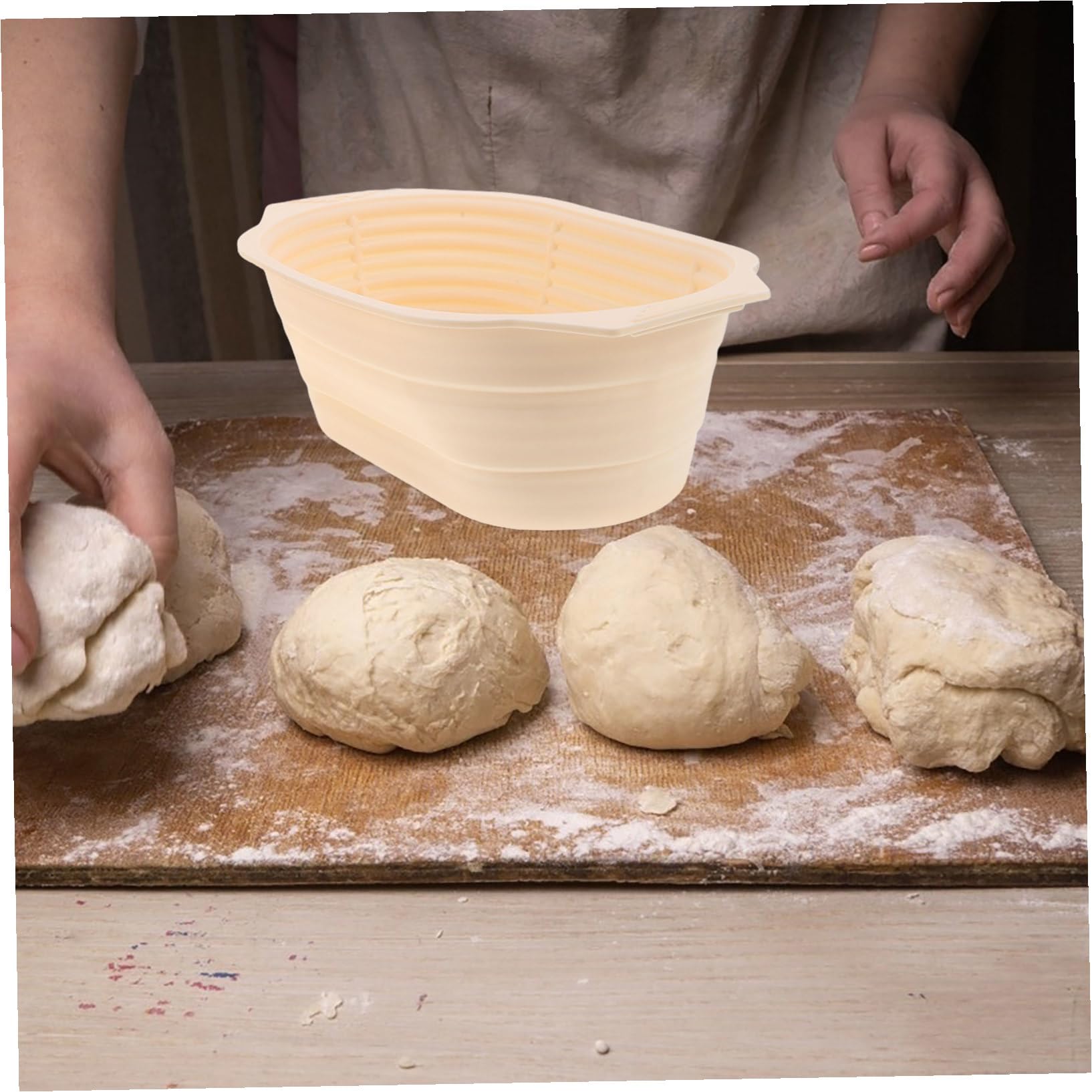 Cesta Banneton de Silicona Redonda para Fermentación de Pan, 1 Juego | Acero Inoxidable y Silicona, Diseño Plegable de Gran Capacidad, Incluye 6 Accesorios para Repostería Casera