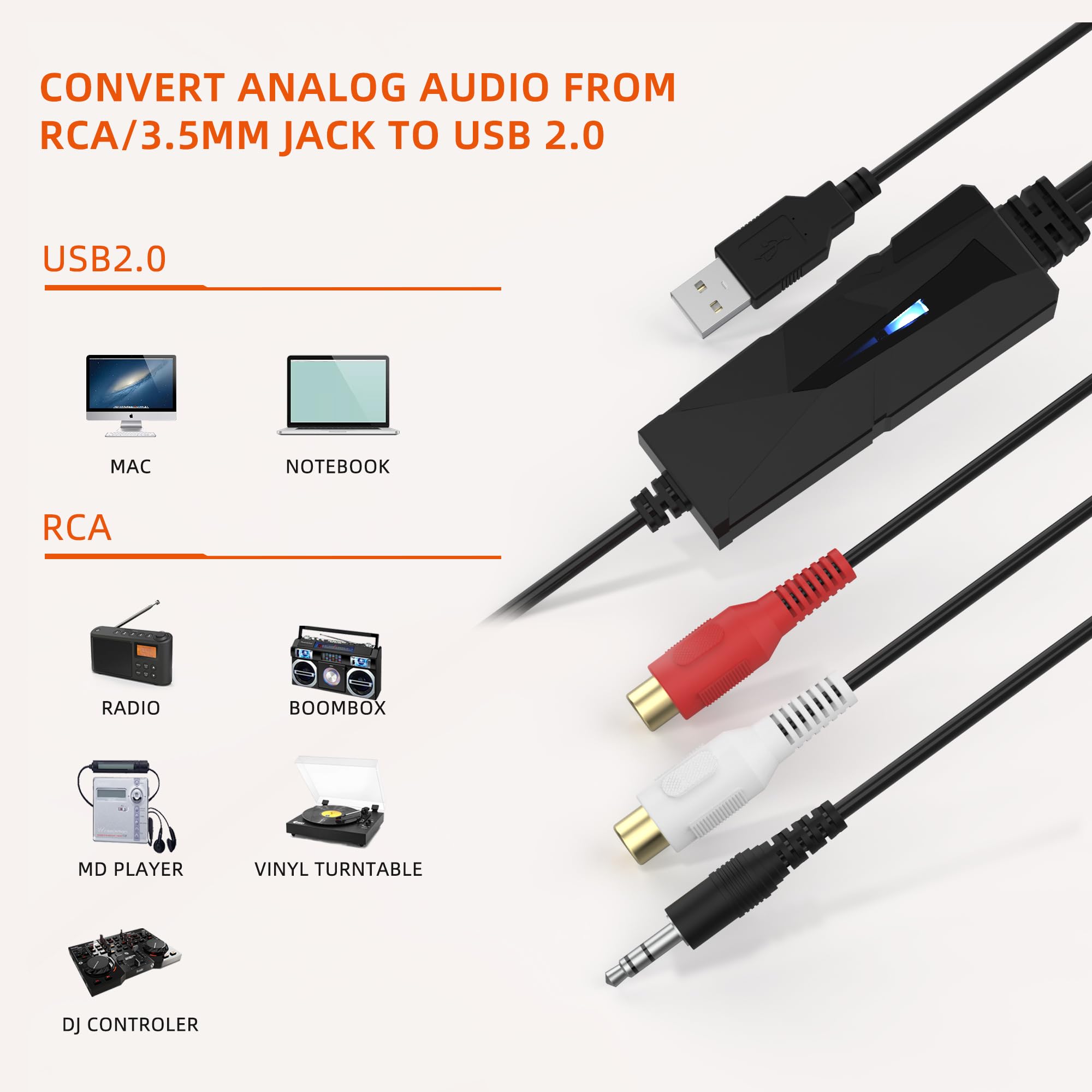 DriverGenius AudioXfer USB-C Audio Capture Device - Digitize Vinyl, Cassette & MD Recordings for Music Lovers Podcasters & Archivists - Image 3