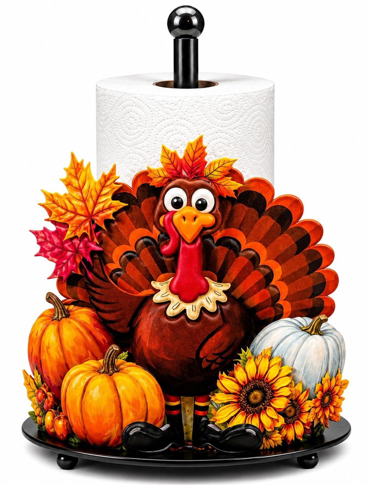 Thanksgiving Paper Towel Holder,Thanksgiving Decorations Inddor,Farmhouse Turkey Paper Towel Organization Storage