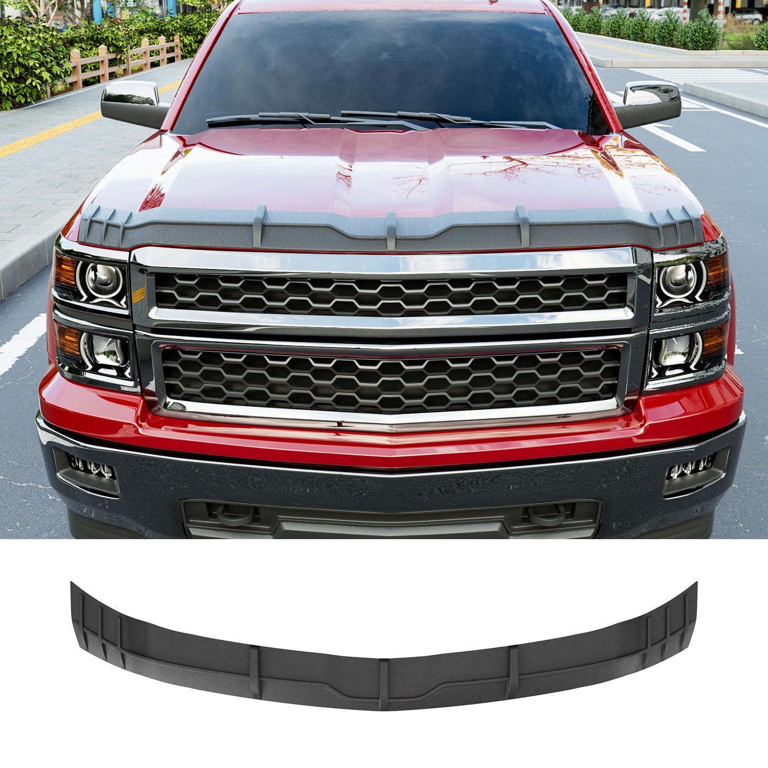 powoq Hood Protector Compatible with 2014 2015 Chevy Silverado 1500 Hood Shield Deflector TPE Replacement for 2014 2015 Chevy Silverado 1500