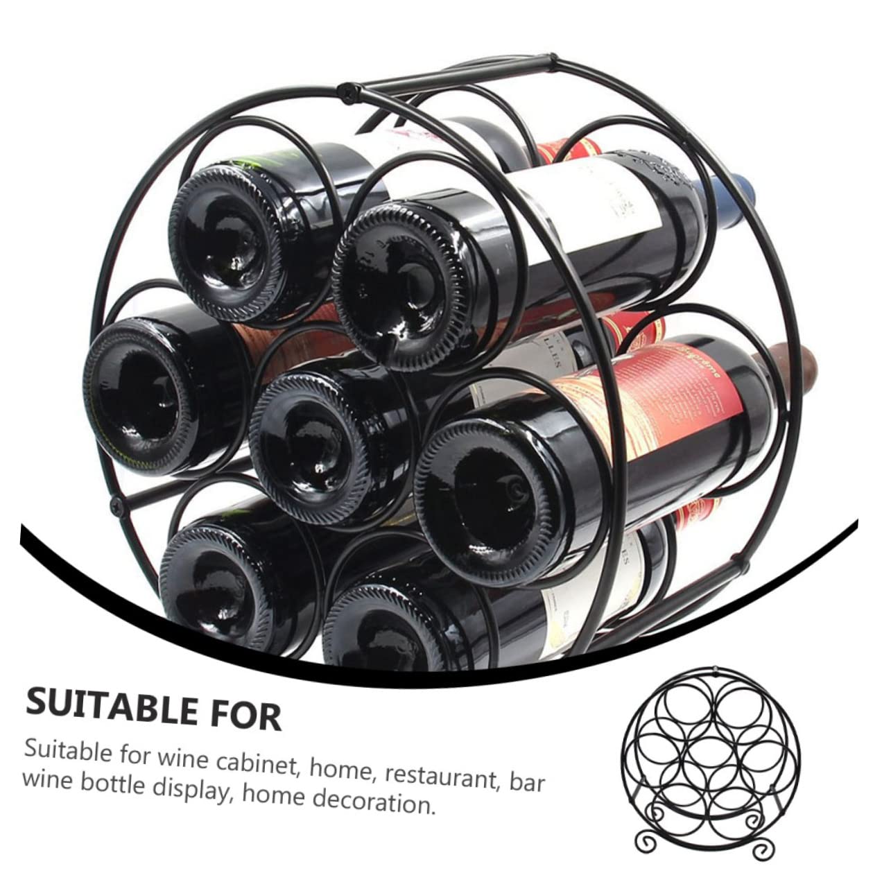 Cabilock Botellero de Hierro Negro Desmontable para Vino, Expositor | Organiza y Sostiene Botellas, Uso en Restaurante y Hogar, Obsequio Creativo para Esposo o Amigo