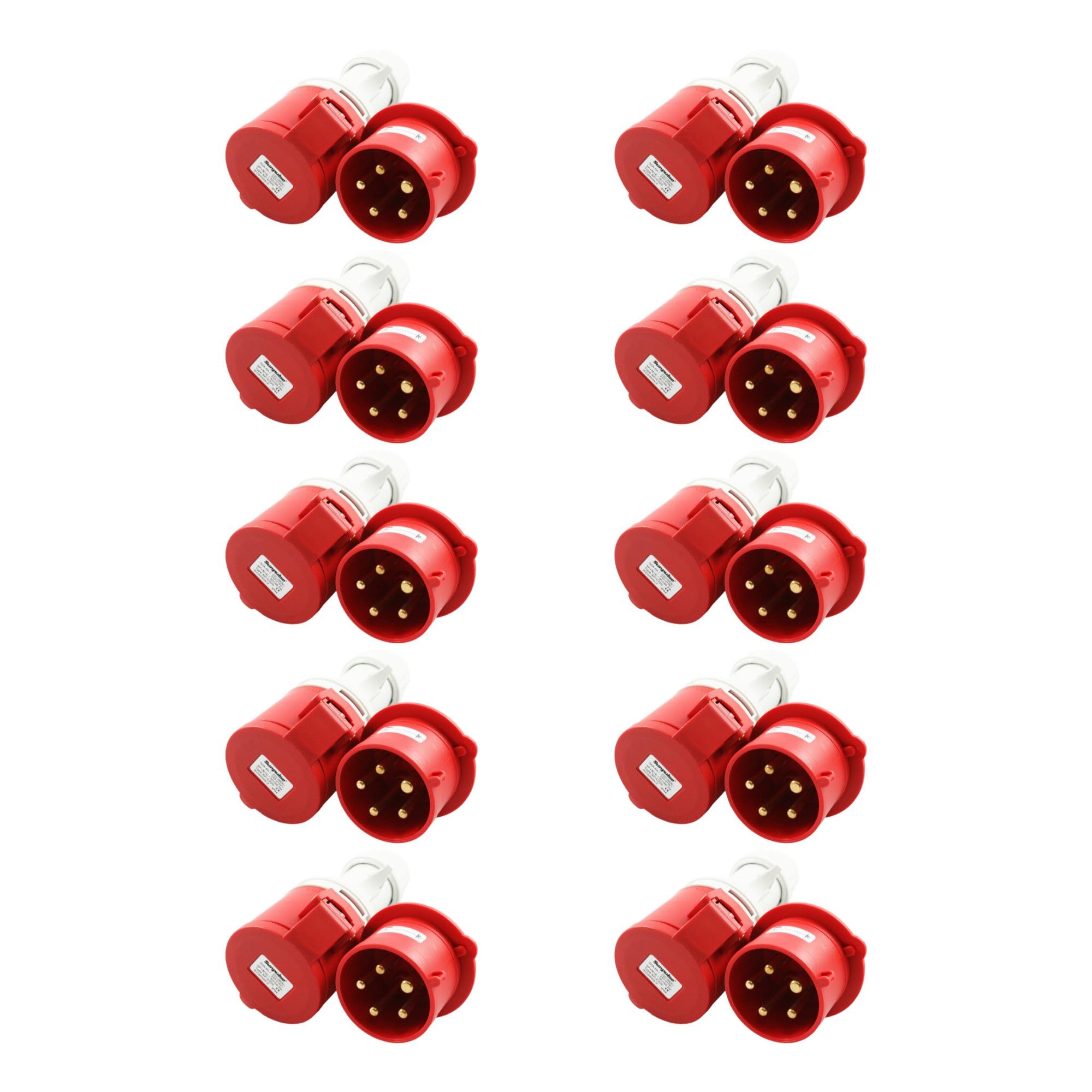 SOLARTRONICS CEE-Stecker & Kupplung 32A 400V 5-polig weiblich/männlich 3P+N+EI P44 (10er Pack)
