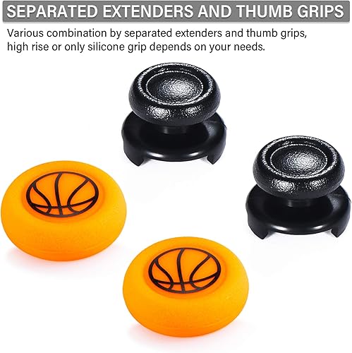 Miniatura 3 de Extensor de palanca de pulgar FPS e impresión de goma cubierta de agarre de silicona 2 juegos para PS5 Dualsenese y PS4 Controller (baloncesto)