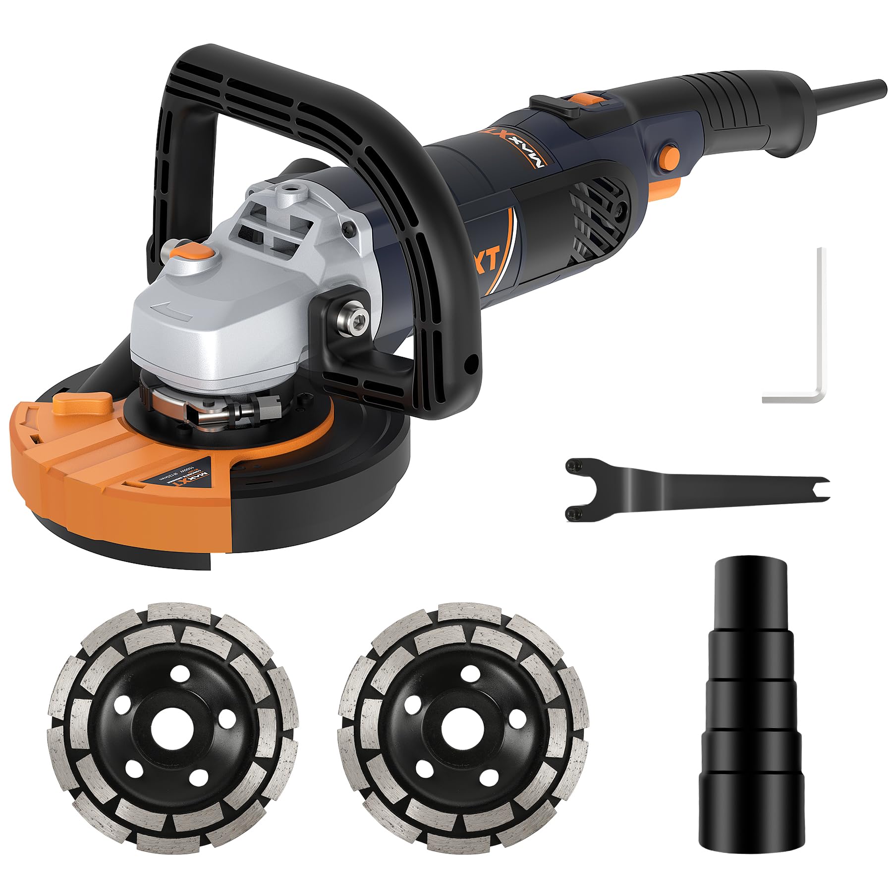 Maxxt Betonschleifer Betonfräse Set – Staubsaugeranschluss und 7‑stufige Drehzahlregelung
