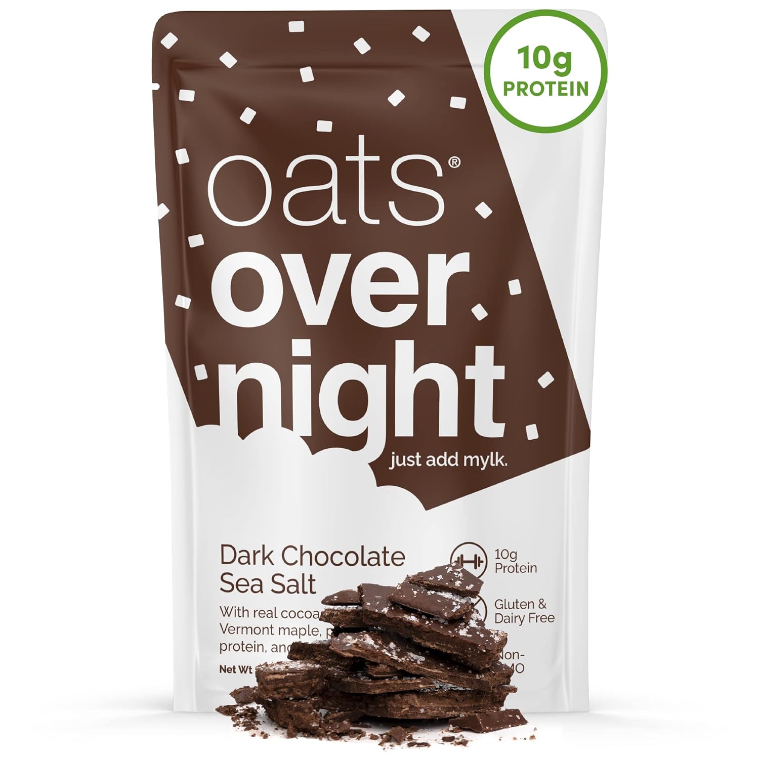 Oats Overnight Avena Dark Chocolate Sea Salt, 2.2 oz, Pack de 8