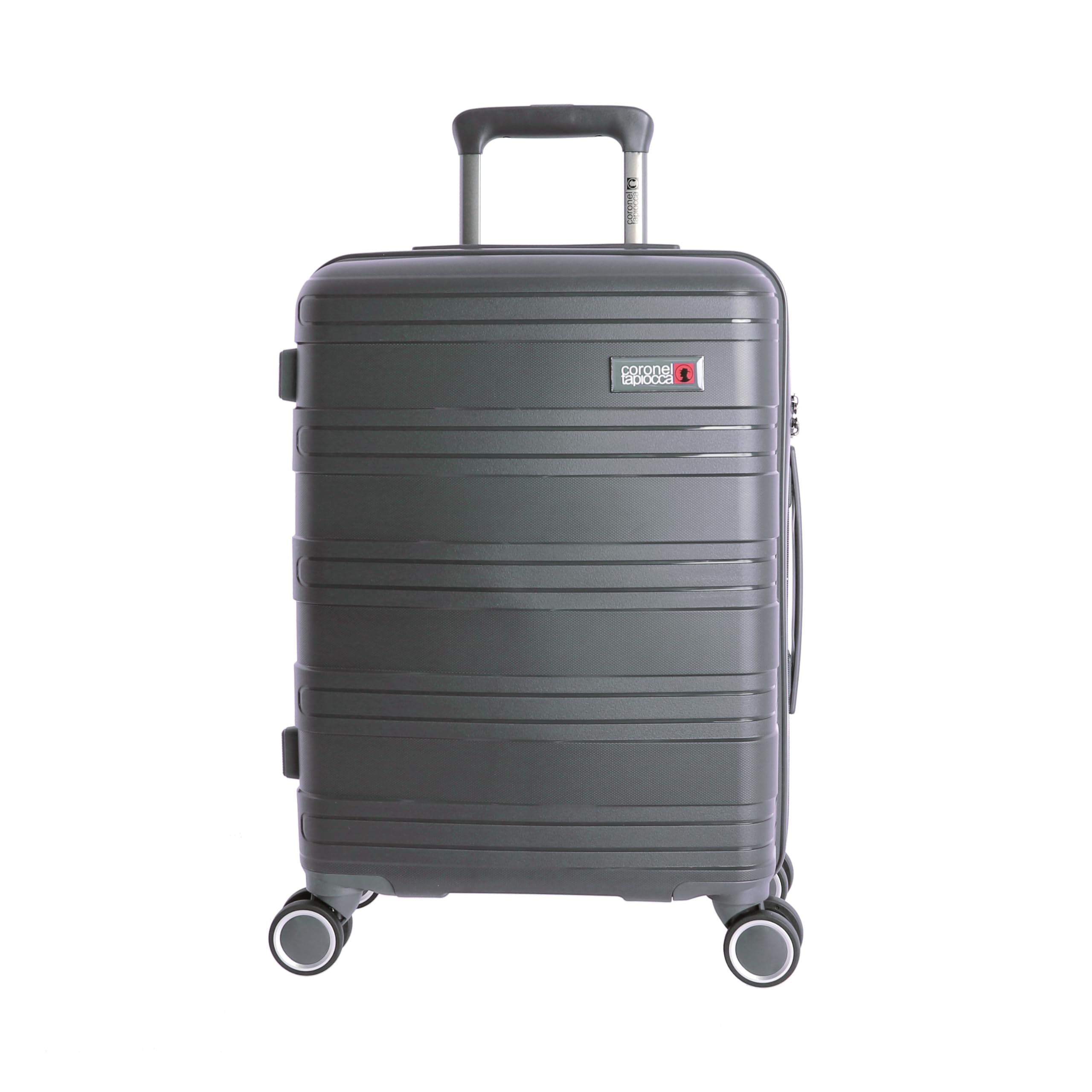 Coronel Tapiocca Valigia da cabina 55 x 40 x 20, valigia da viaggio adatta per Ryannair, trolley bagaglio per aereo, resistente, con 4 ruote a 360° e lucchetto TSA, grigio, Classico