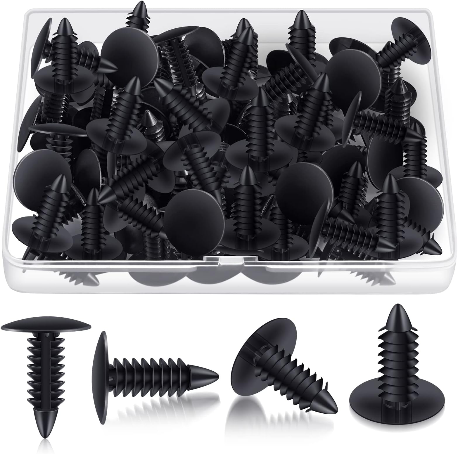 100 Pieces Patio Strapping Rivets Fasteners 3/4" Length Medium Multi Gauge Rivet for Patio Lawn Chair Webbing Repair Strap for Outdoor Furniture Lounge 1/4 Inch Hole (Black)