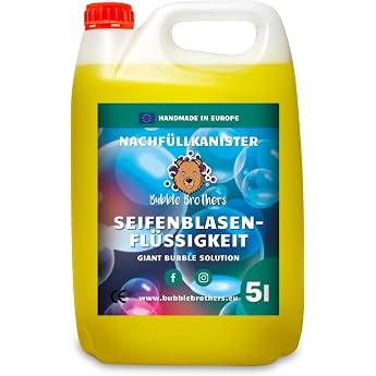 Bubble Brothers Bubble Liquid 5 Litres for Giant Soap Bubbles and Normal Soap Bubbles Refill Bottle 5 L Unburst XXL Colourful Bubble Solution 5 Litres 5 L