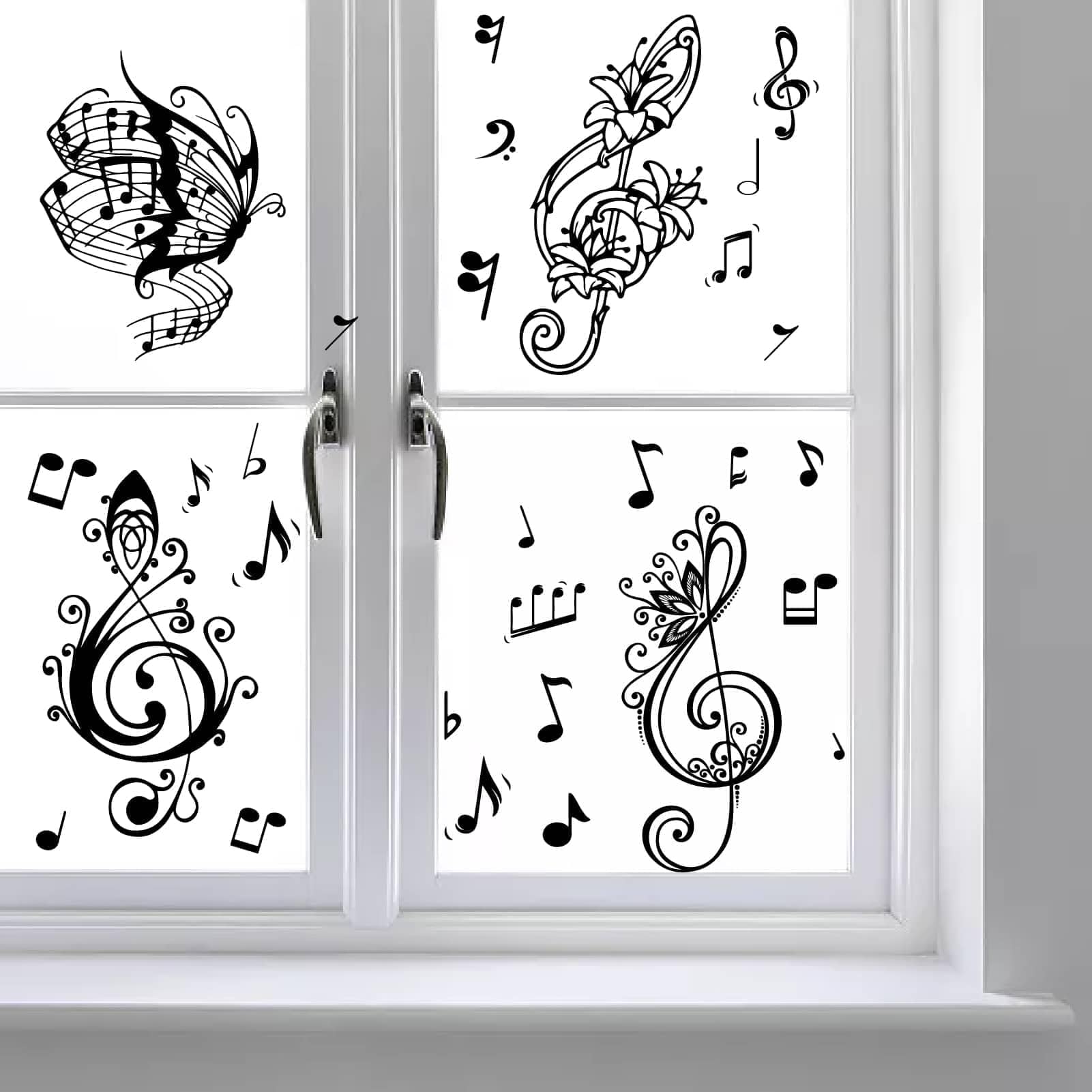 Craspire Fensteraufkleber Set 8-tlg - Pferde Regenbogen Blumen Schmetterlinge, PVC Wasserdicht