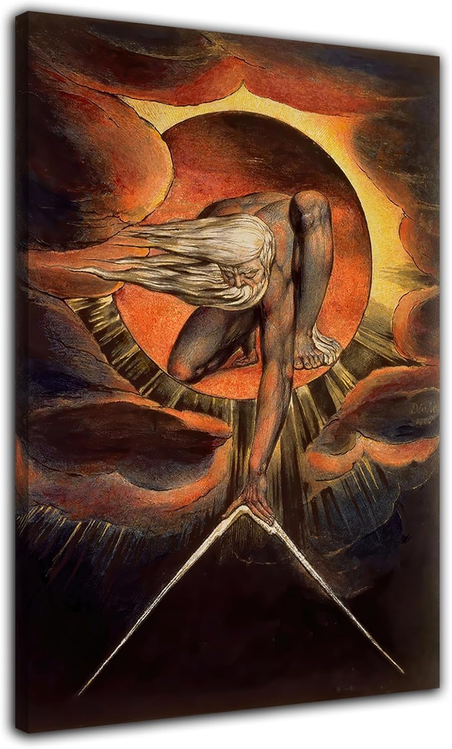 Ancient of Days by William Blake Wall Art - Canvas Print, Modern Home Bedroom Decor (16x24 inch/40x60 cm, No Framed)