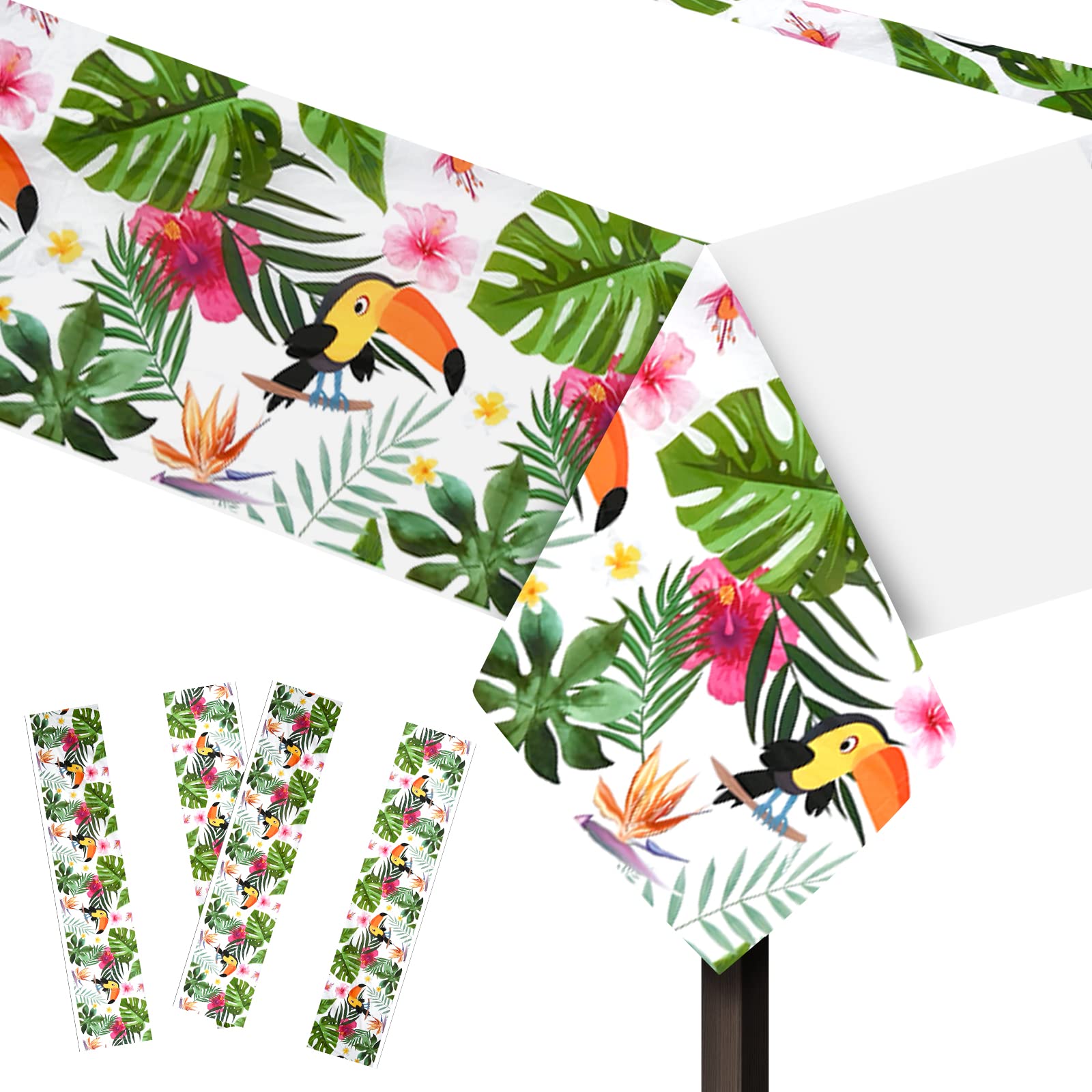 4er-Set Hawaii Tischdecken Mit Palmenblatt-Muster – 220 X 130 Cm, Wasserdicht, Wiederverwendbar Für Luau-Party & Sommer-Deko