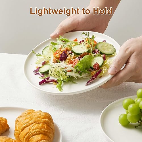 Miniatura 4 de Jassceram Juego de 6 platos llanos de 8.5 pulgadas para ensalada, postre y aperitivo, aptos para microondas, horno y lavavajillas, resistentes a los