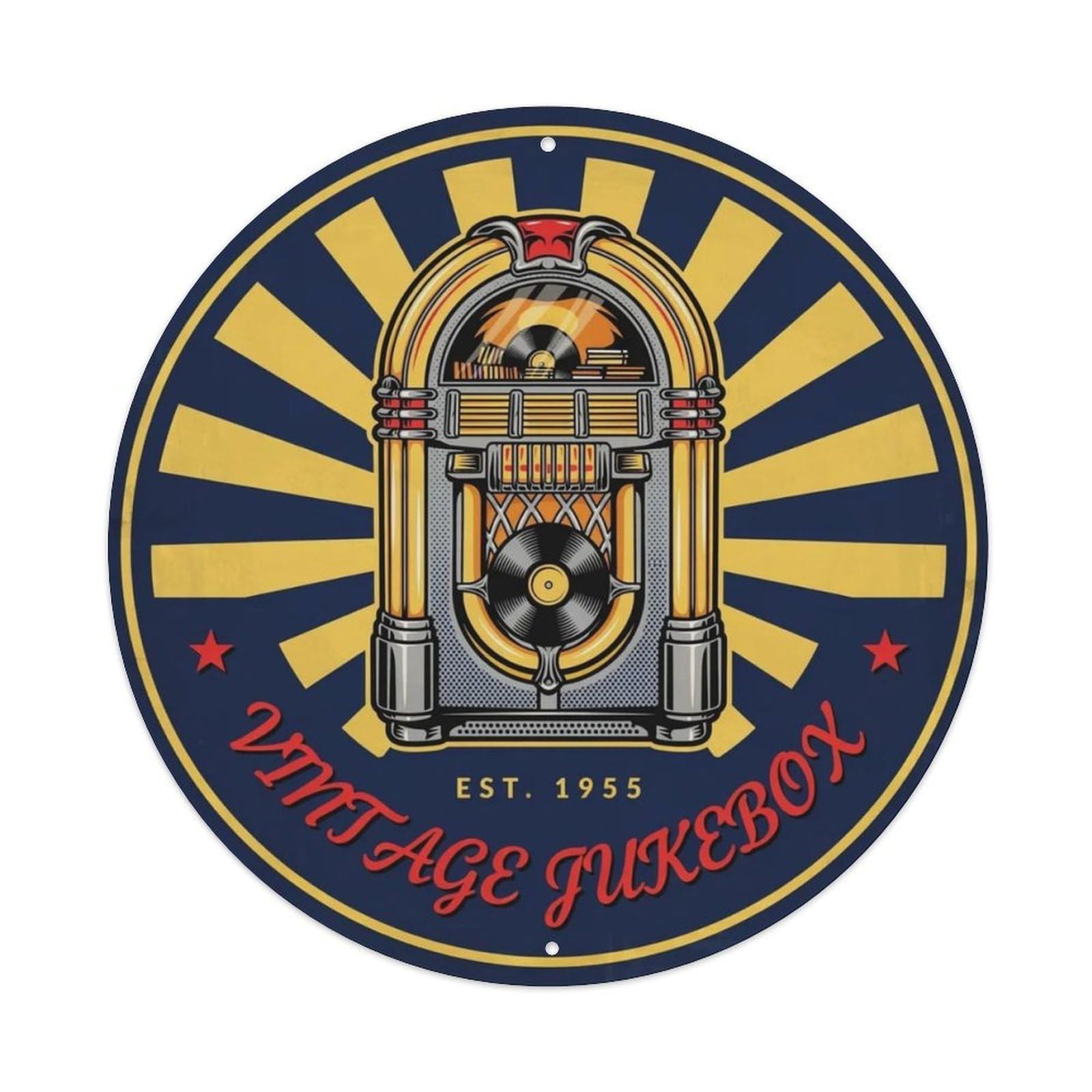 Vintage Jukebox Diner Round Metal Tin Sign Plaque