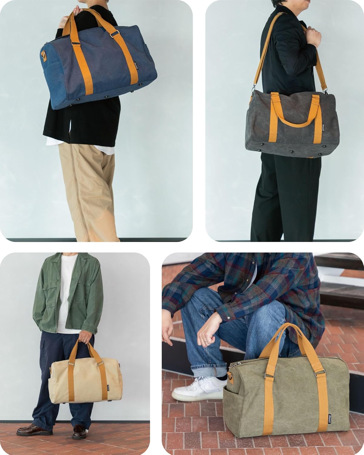 Duffle Bag for Travel, Gym Bags for Men, Weekender Bags for Women, Carry On Bag with Luggage Sleeve, Canvas Bag with Shoulder Strap (Beige) - Image 7