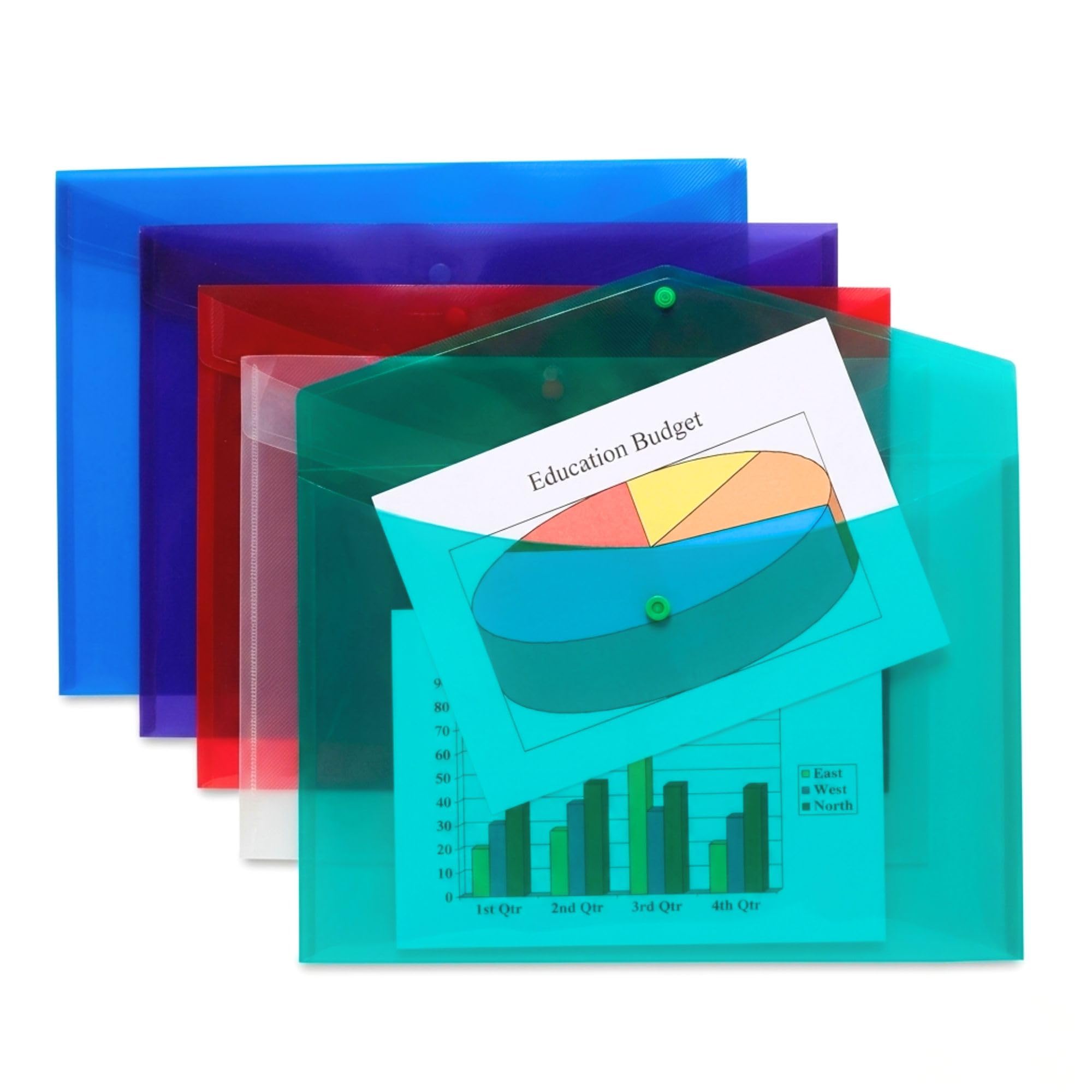 A3 Stud Wallet Pack of 5 Assorted Coloured Folder Plastic Folder Popper Wallet a3 Size Document File