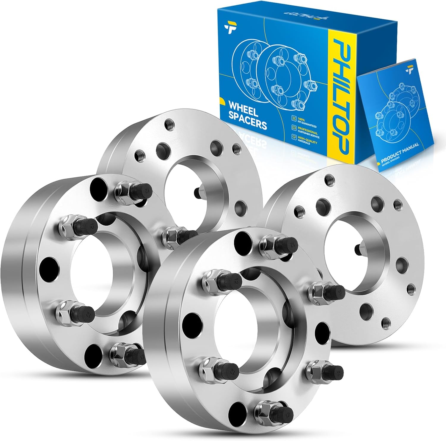 PHILTOP 2 inch 5x4.5 to 6x5.5 Wheel Adapters with M12x1.5 Studs & 74mm Center Bore,4pcs Forged 5x114.3mm to 6x139.7mm Lug Wheel Adapter for CR-V, Accord, Civic, Camry, Fusion