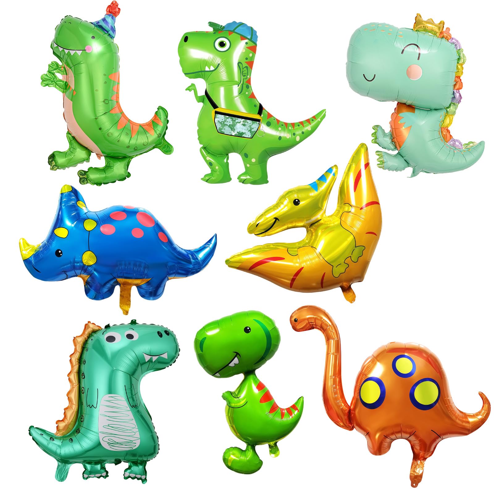 8 Pcs Dinosaur Balloons Large Dinosaur Foil Balloons Giant Baby Dino Mylar Balloons for Birthday Party Decorations Baby Shower Gender Reveal Dino Jungle Animal Themed Party
