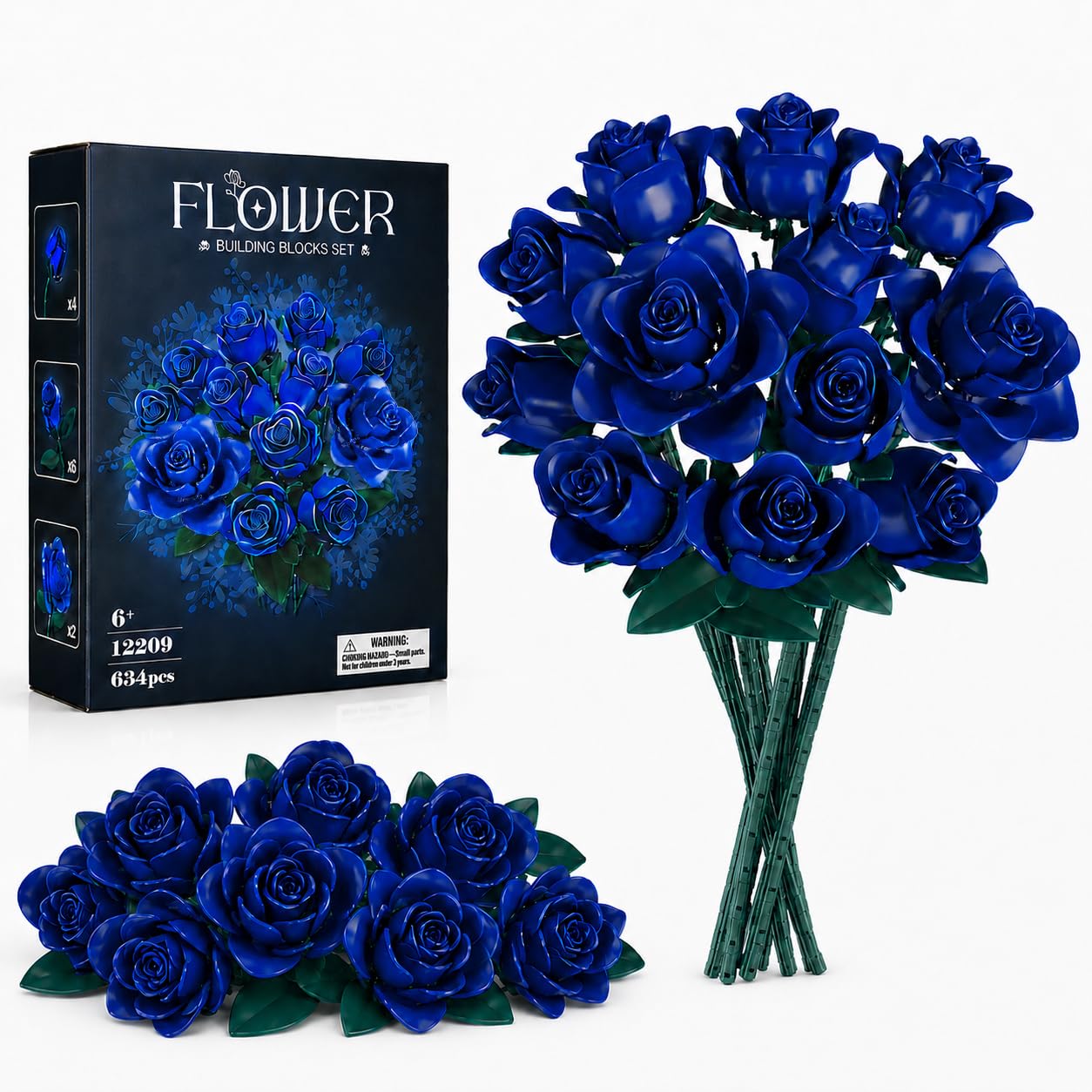 Amazon.com: Flower Bouquet Building Block Set – 634PCS Blue Rose