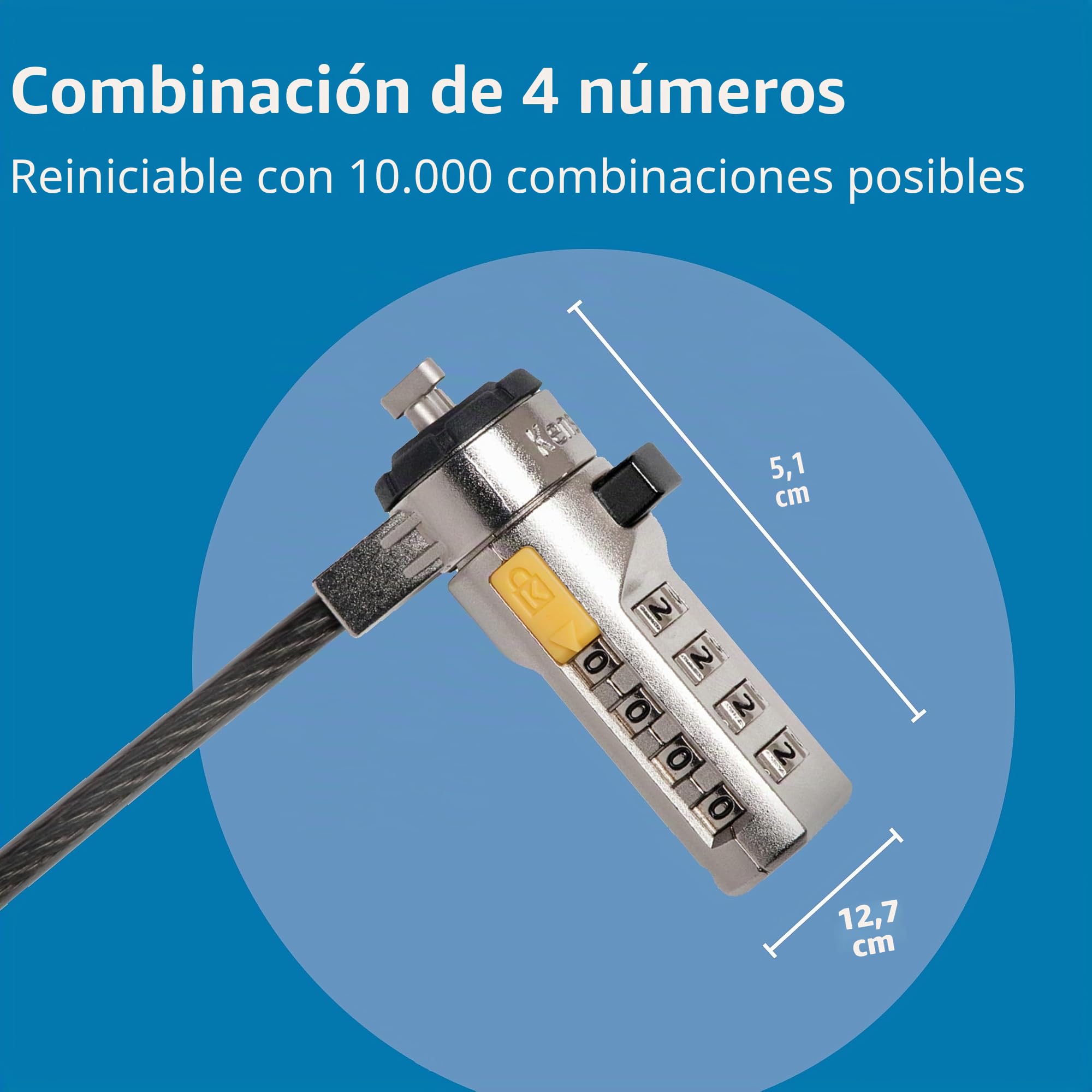 Kensington Candado de Cable de combinación para portátiles y Otros Dispositivos (K64673AM)