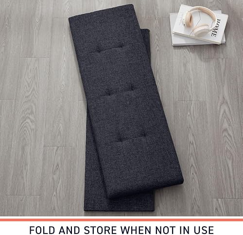 Miniatura 58 de Ornavo Home Otomana plegable de almacenamiento de 15 pulgadas, taburete cuadrado pequeño de almacenamiento, banco de dormitorio, color beige