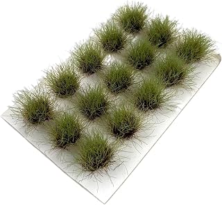 15-Piece Miniature Grass Tufts, 1cm/0.39 Inch Height, Mixed Green & Tan - for Railway Diorama Car Scene Terrain Accessories (Eastern Europe Green)