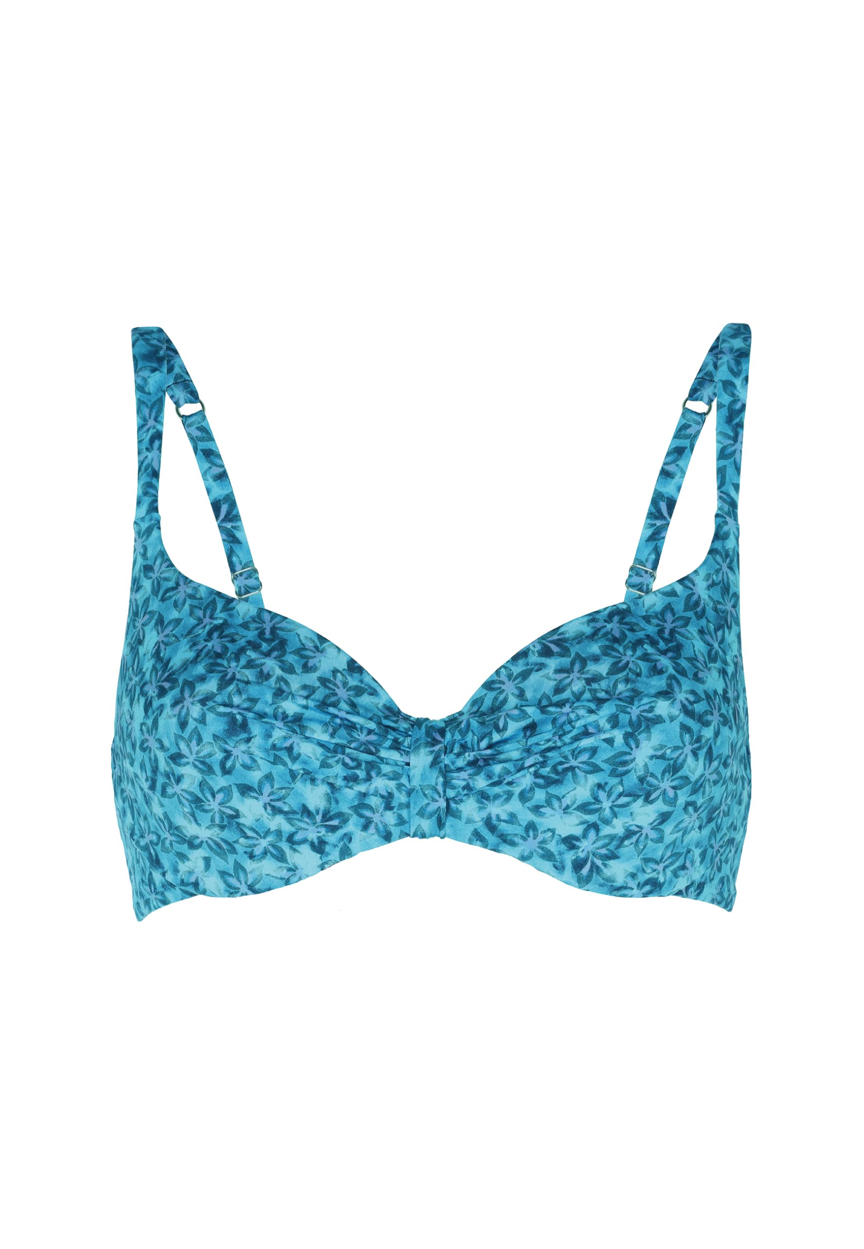 Lovable Parte Alta del Costume | Reggiseno con Ferretto Invisible Lift in Microfibra | Coppe Leggermente Imbottite | Shiny Micro Donna, Azzurro Stampa Floreale 34B - 3B
