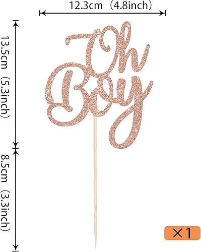 Miniatura 9 de 1 paquete de decoración de pastel Oh Boy con purpurina para baby shower, fiesta, decoración de pastel para It's a Boy Reveal tema de revelación de
