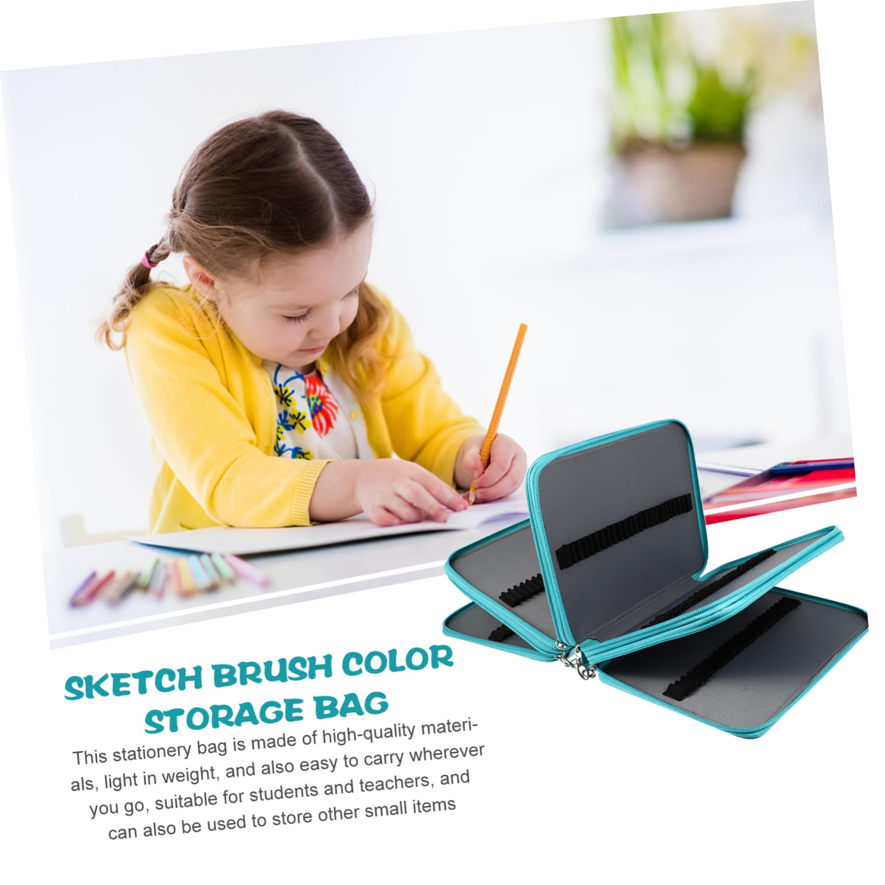 DOITOOL Astuccio Porta Penne da Disegno Blu Pu 184 Fori Grande | Pittori Adulti, Organizzazione Matite e Acquerelli, Design Multitasche per Cancelleria