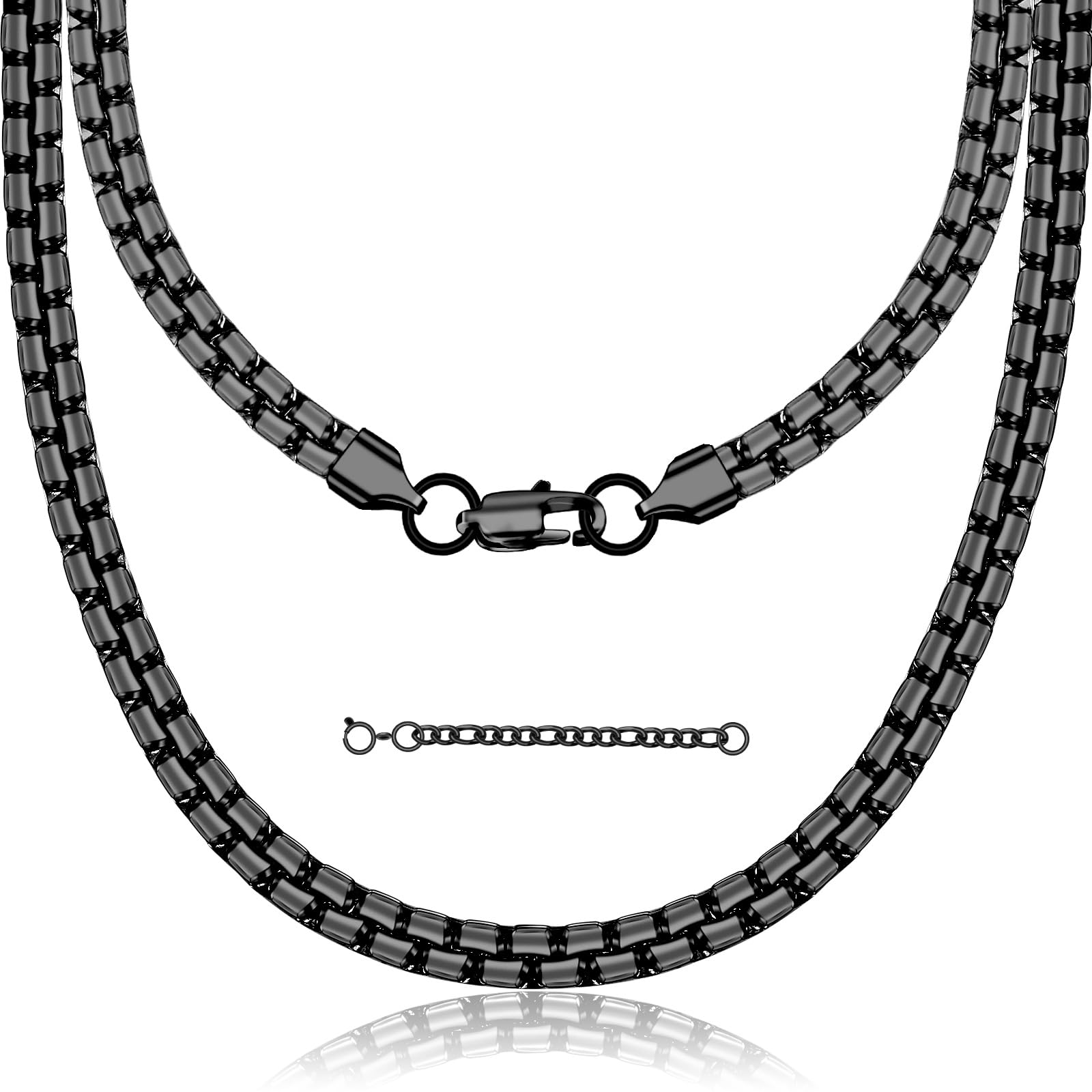 ZENLUNANO 3/4/5/6/7mm Trendy Square Rolo Necklace Chains for Men and Women Non-tarnish 316L Top Grade Stainless Steel Necklace Chain - 16/18/20/22/24/26/30/36 Inch Plus 2" Adjustable Chain