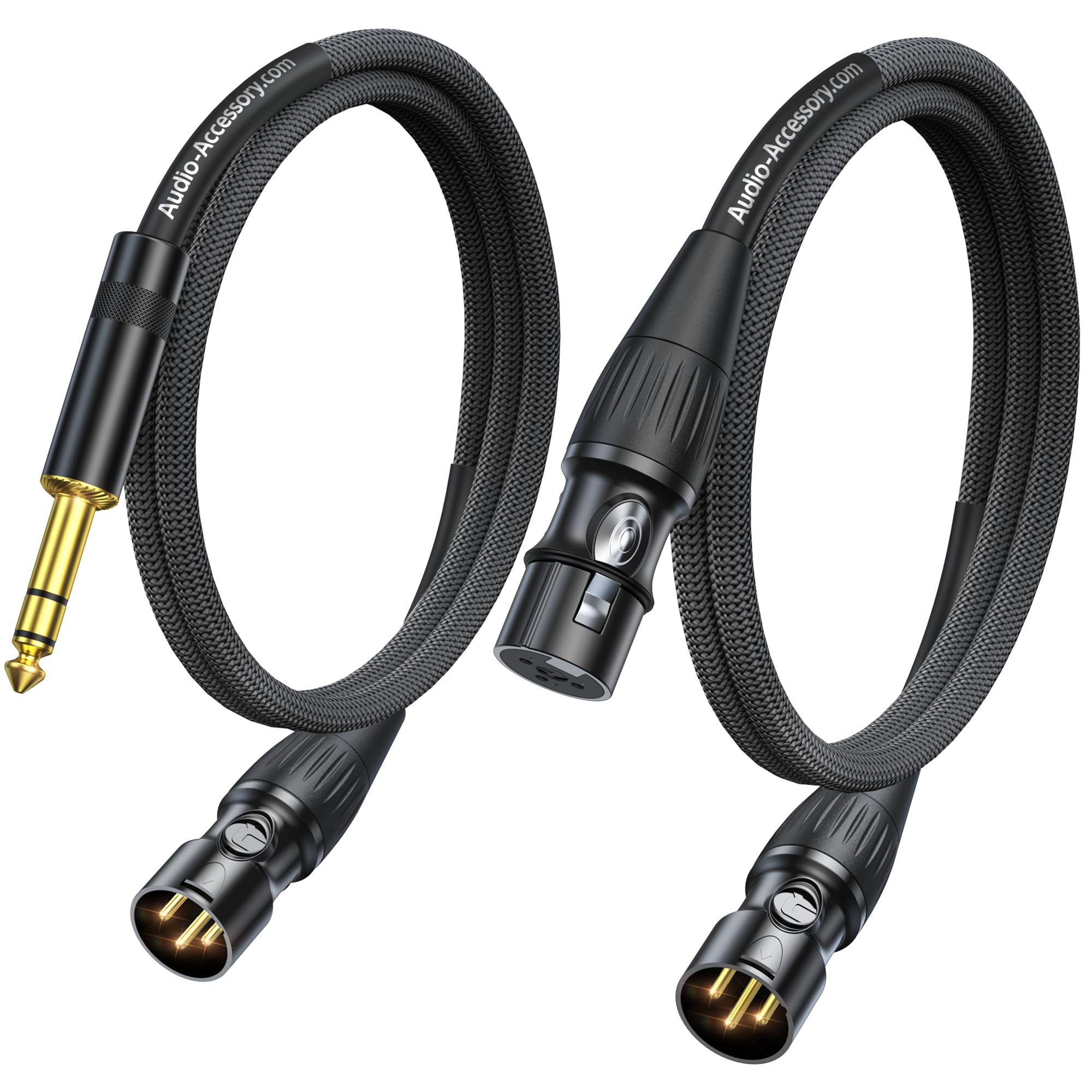 Cable XLR macho a 1/4 con cable XLR de 6 pies, conectores Rean de Neutrik, cable TRS a XLR trenzado de nailon reforzado con Kevlar, cable equilibrado de cuarto de pulgada a XLR macho, OFC