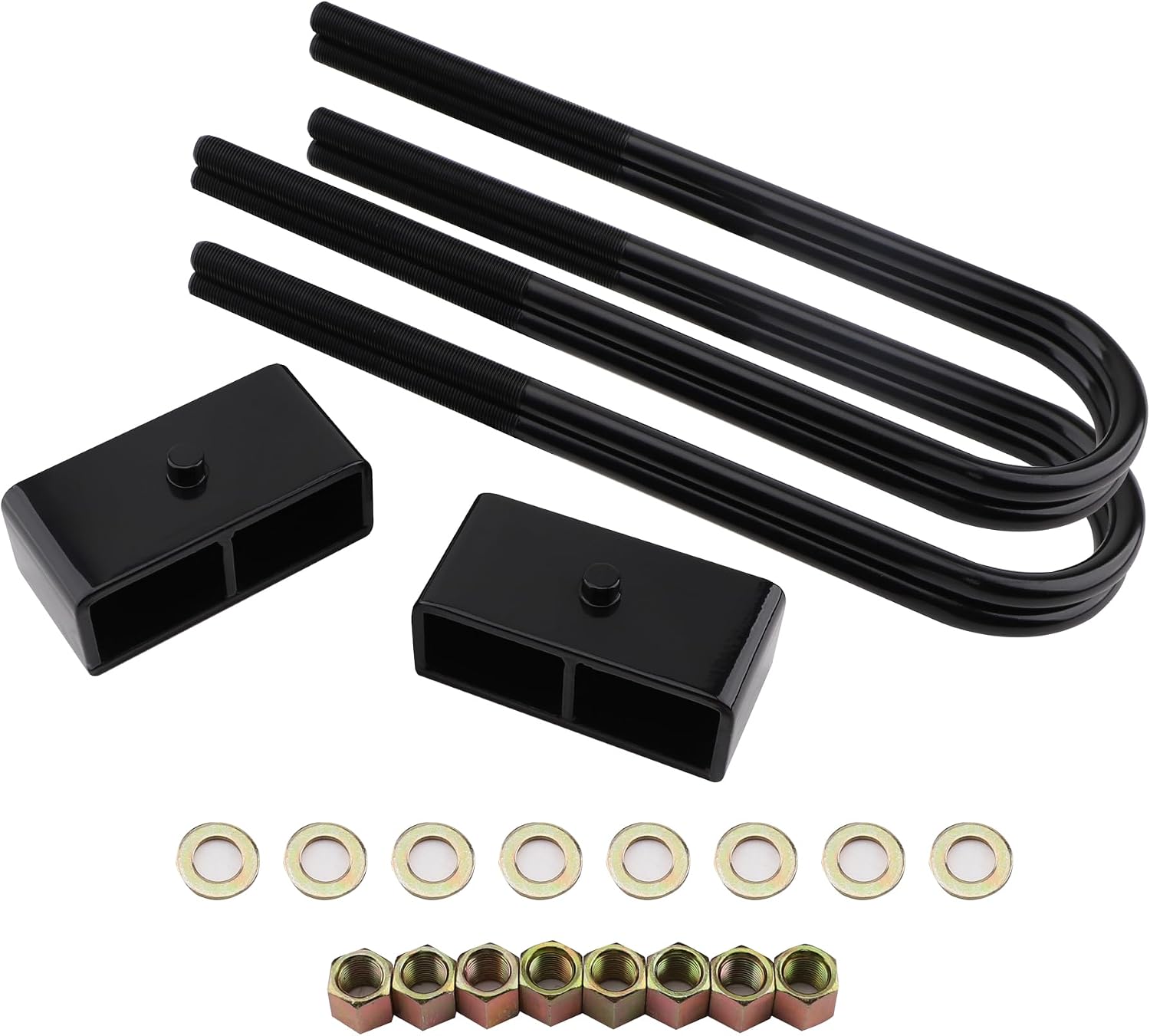 2'' Rear Leveling Kit Lift Kit Blocks with U Bolts Compatible for 1999-2010 Ford F250 F350 Super Duty 2WD & 4WD