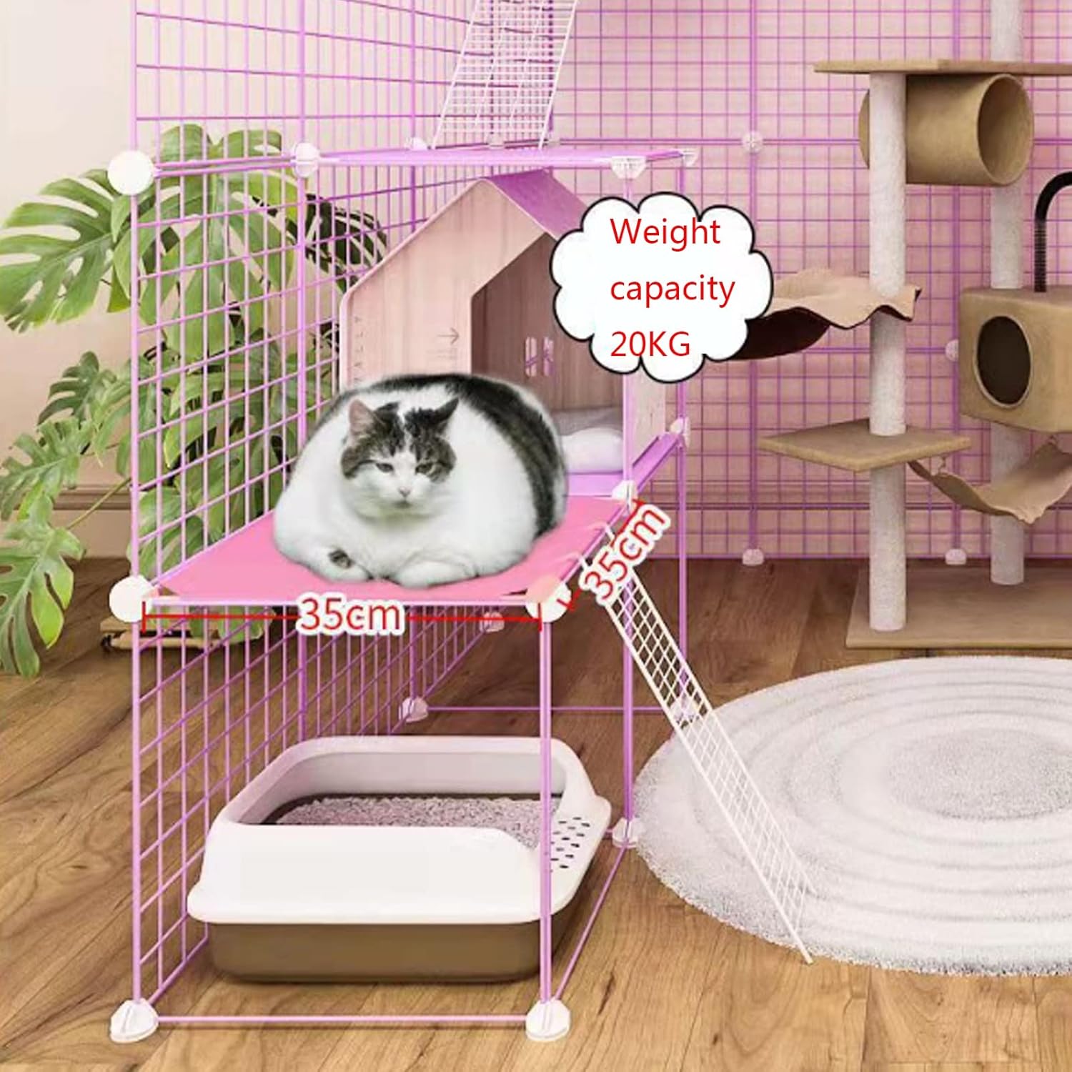 Large Cat Cage, DIY Small Animal Cages Cat Crate Playpen Indoor Detachable Metal Wire Kennels Enclosures Large Exercise Place Foldable Yard Fence Kennels for 1-4 Cats Or,B-111 * 75 * 109CM