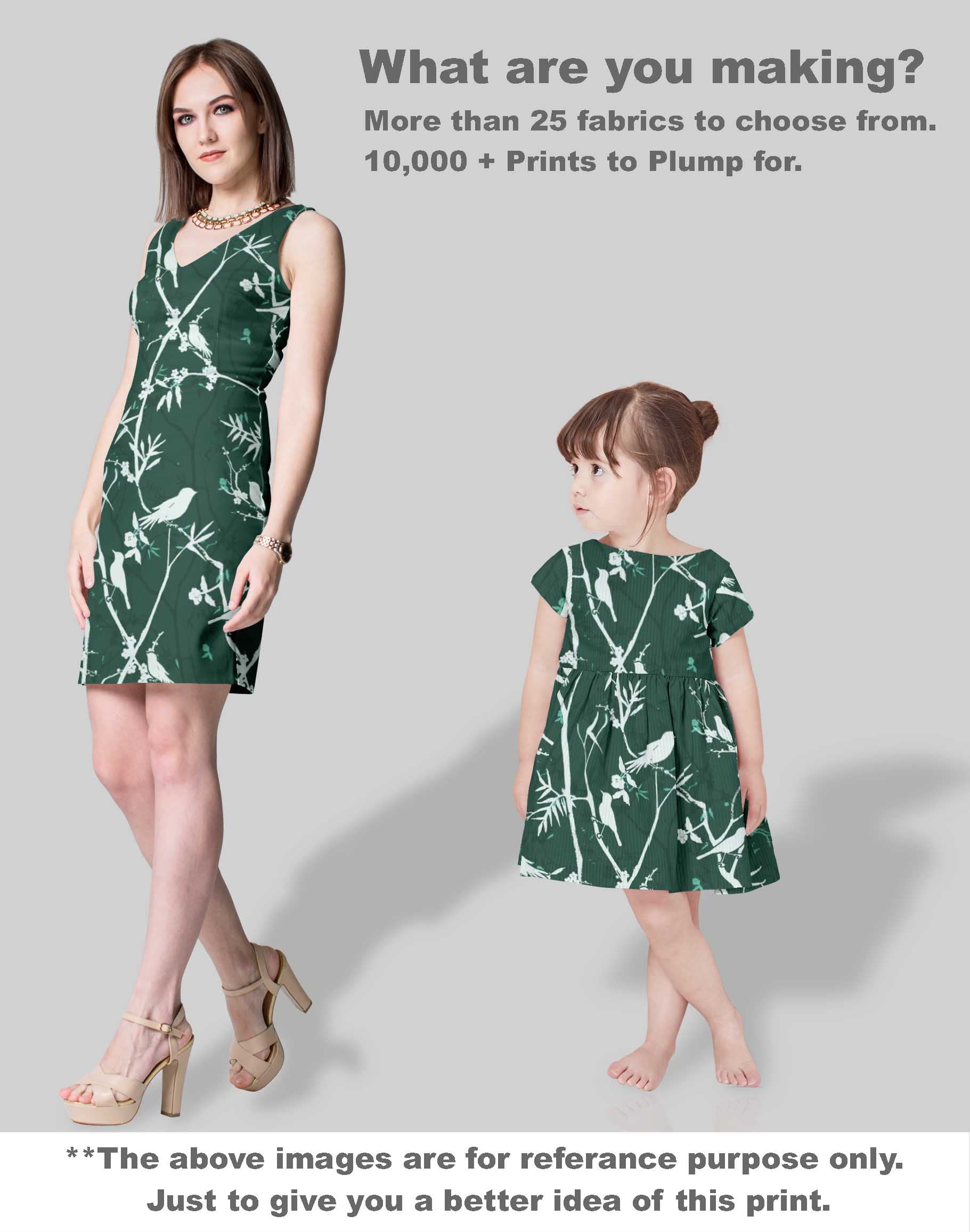 Soimoi Vert Satin Lourd En Tissu Coloré Oiseau Tissu Imprime 1