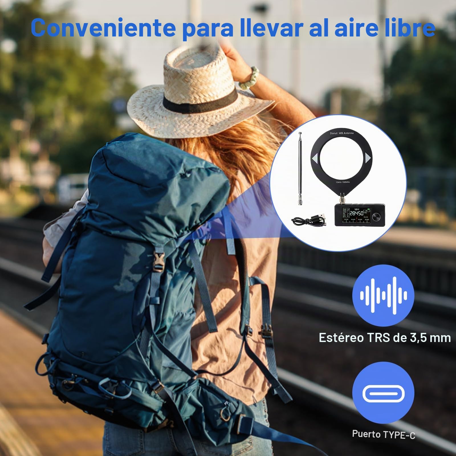 Mini Radio SI4732, Radio Completamente Equipado ESP-32-S3 Control Maestro, Chip SI4732, LSB, USB, AM, FM, Pantalla IPS de 4,8 cm, con Antena (A)