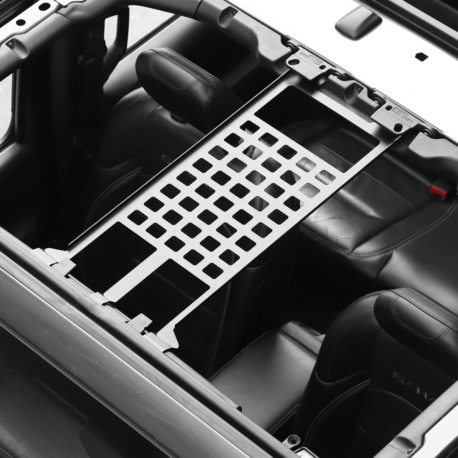 Jimen Compatible with Jeep Wrangler JL JLU 2018-2025, Hard Top Molle Panel Cargo Rack Metal Roof Shelf Luggage Storage Carrier