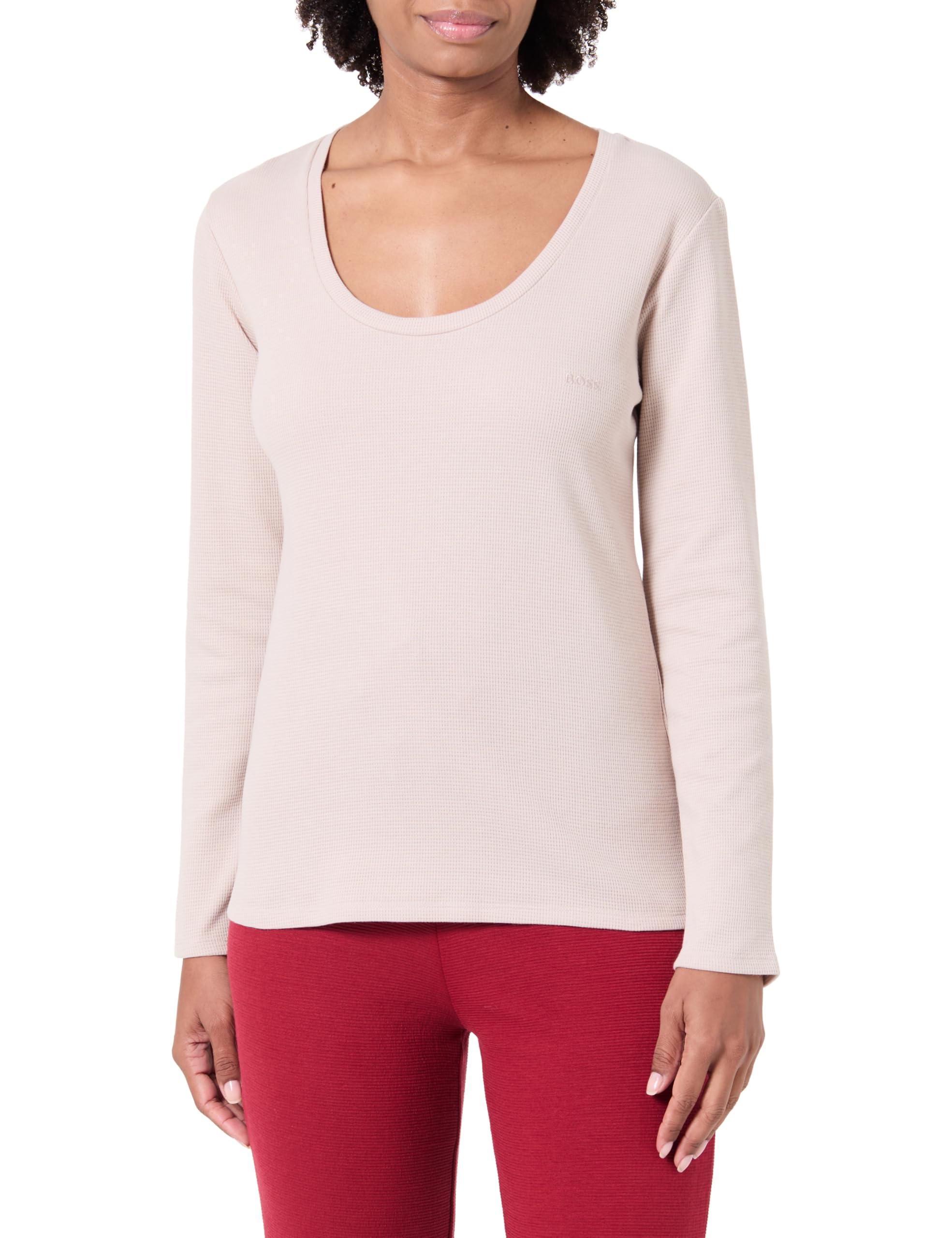 BOSS Women's Long Sleeve Pyjamas, Light Beige, M