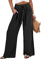 Caracilia Women's Wide Leg Palazzo Pants High Waist Flowy Loose Casual Lounge Trousers Beach Travel Vacation