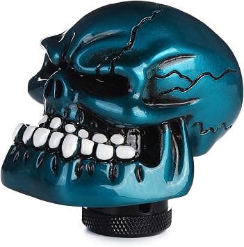 Skeleton Shifter Knobs Skull Gear Lever Handle Car Shift Head Fit Most Manual Automatic Transmission, Metallic Blue