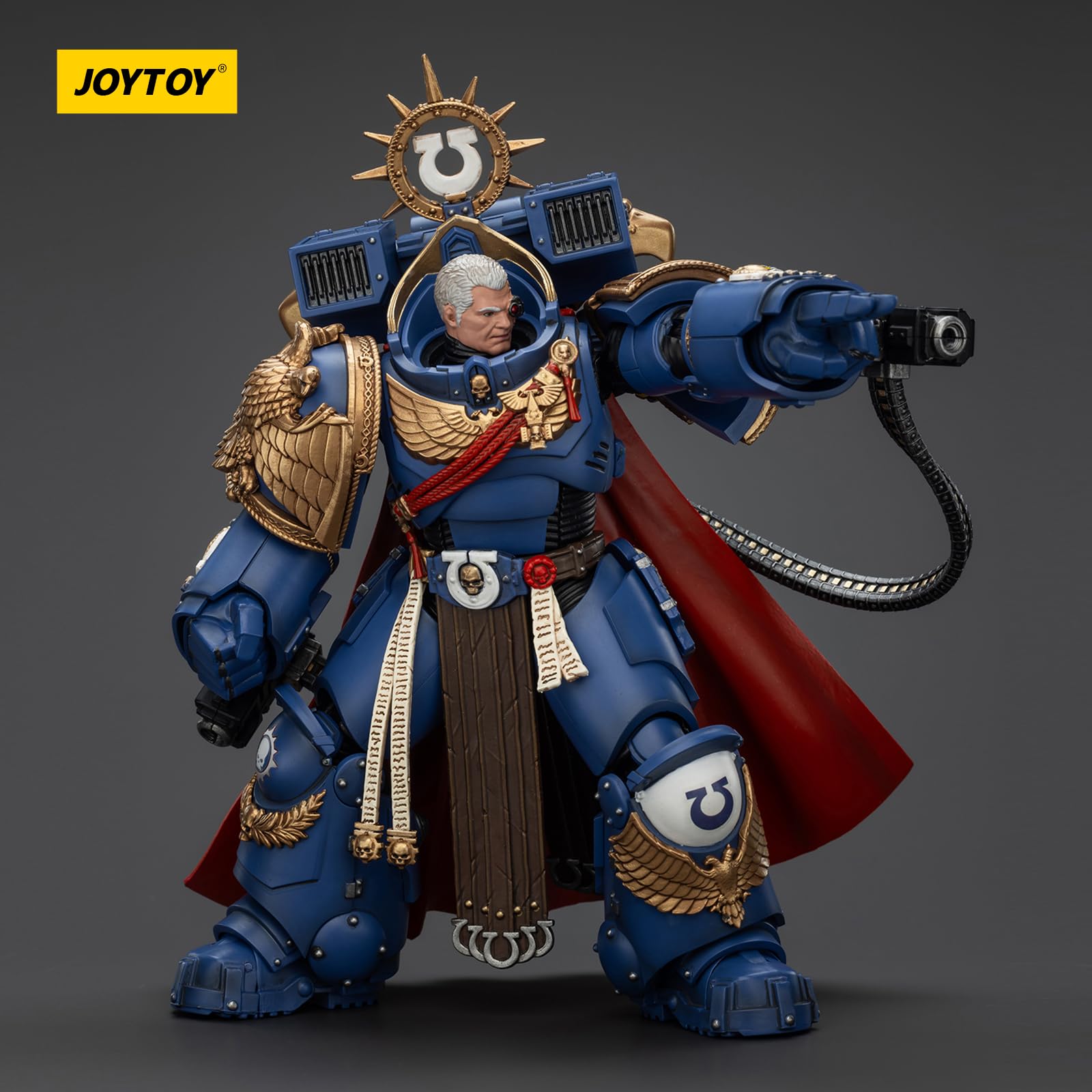 JOYTOY Warhammer 40k Space Marine 2, Ultramarines Marneus Calgar, Chapter Master MKX Gravis Armour y Guanteletes de Ultramar 1/18 Figura de Acción Colecciona y Muestra