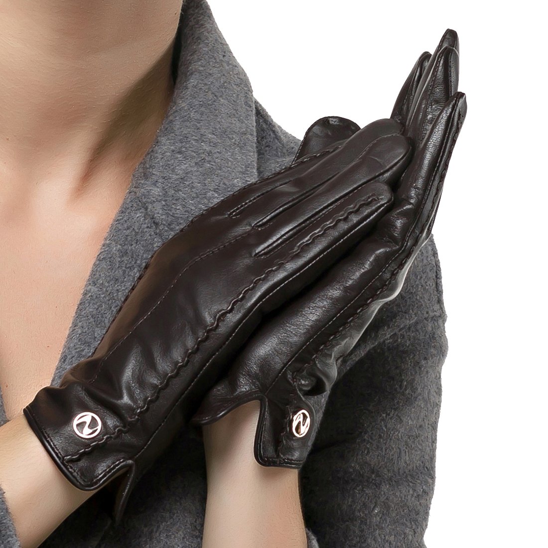 Nappaglo Women Touchscreen Leather Glove Pure Cashmere Lining Winter Warm Glove