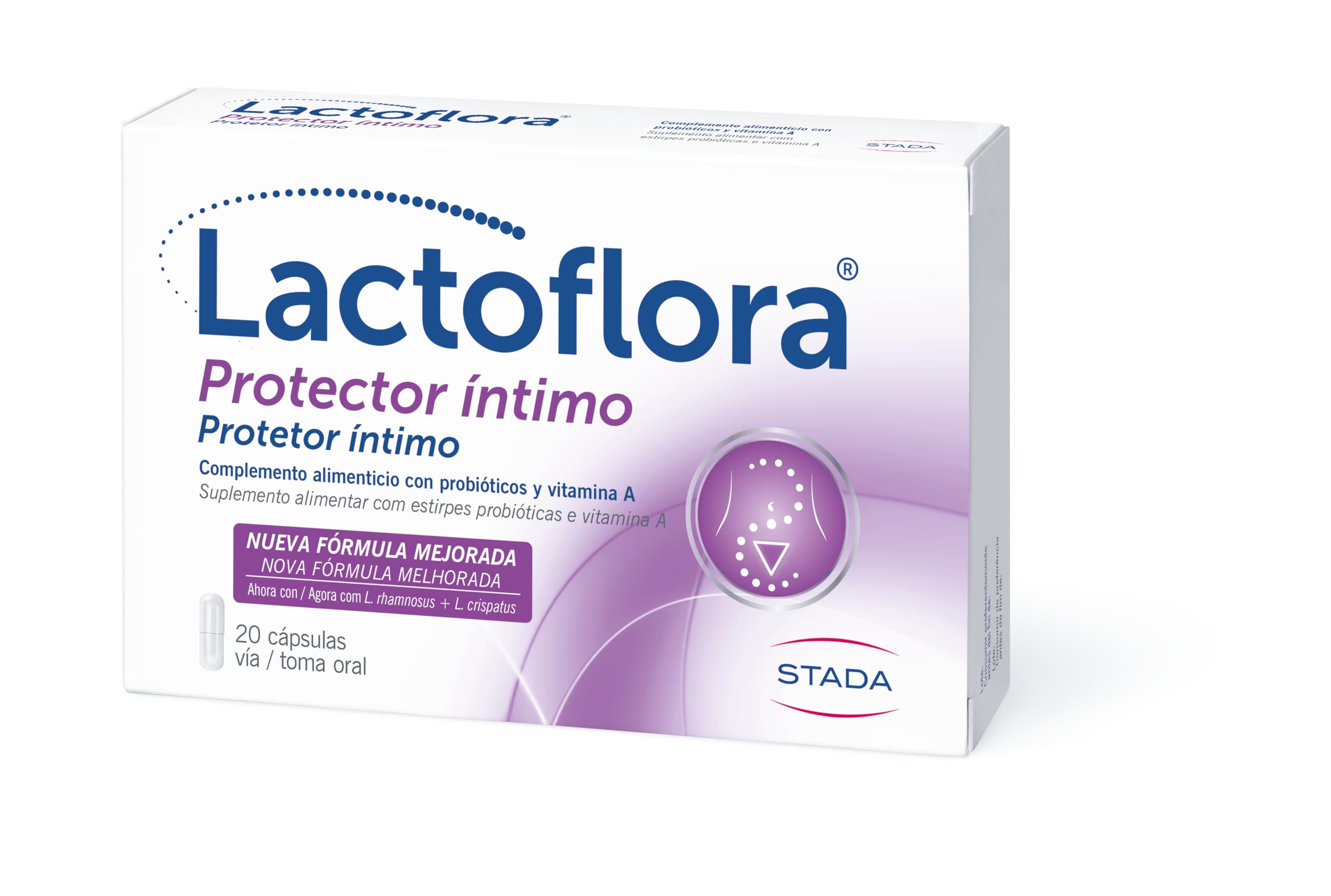 Lactoflora, Protector Íntimo Mujer, Probióticos y Vitamina A, Equilibrio y Bienestar de la Flora Vaginal, Apoyo Inmunitario, 20 Cápsulas