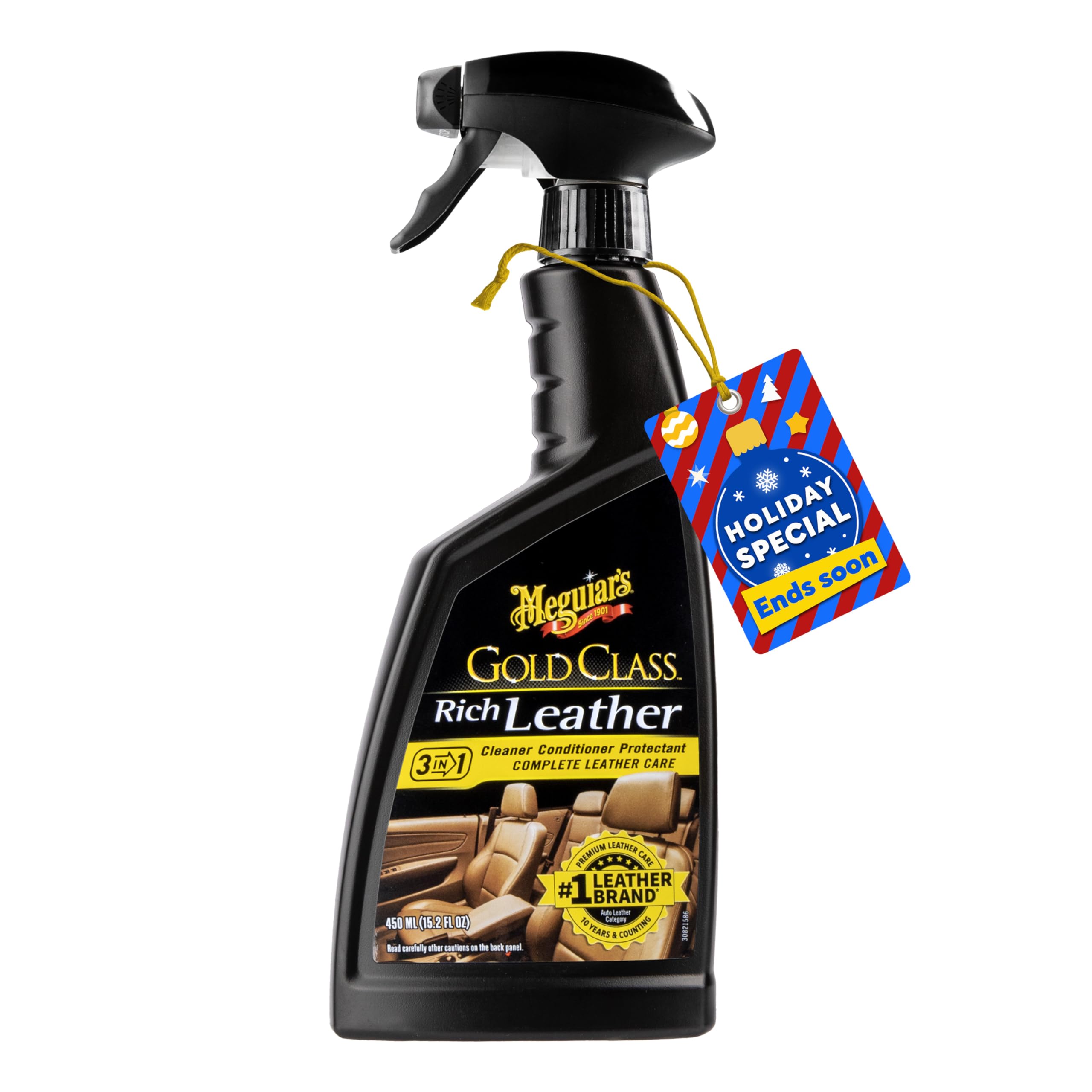 Meguiar's Gold Class Rich Leather Cleaner and Conditioner 3-in-1 Spray, Non-Greasy Car Leather Cleaner and Conditioner Treatment with Advanced UV Protection, 15.2 Oz Spray Bottle