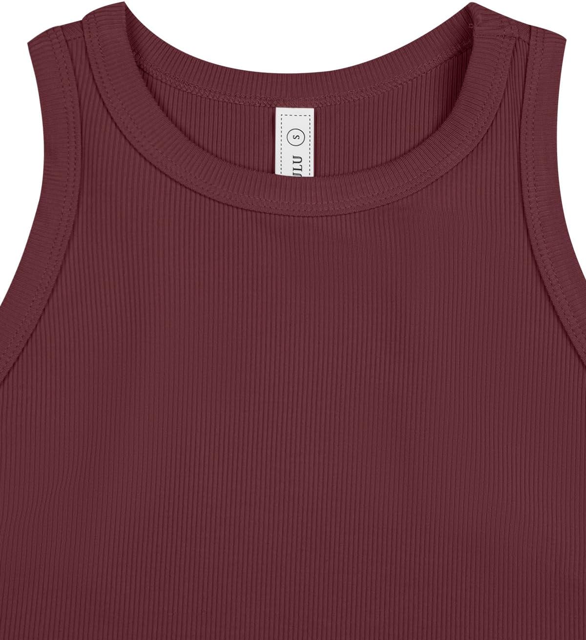 LASLULU Womens Crop Tops Sleeveless Workout Tops Halter Neck Flowy Athletic Shirts Cropped Tank Muscle Tank