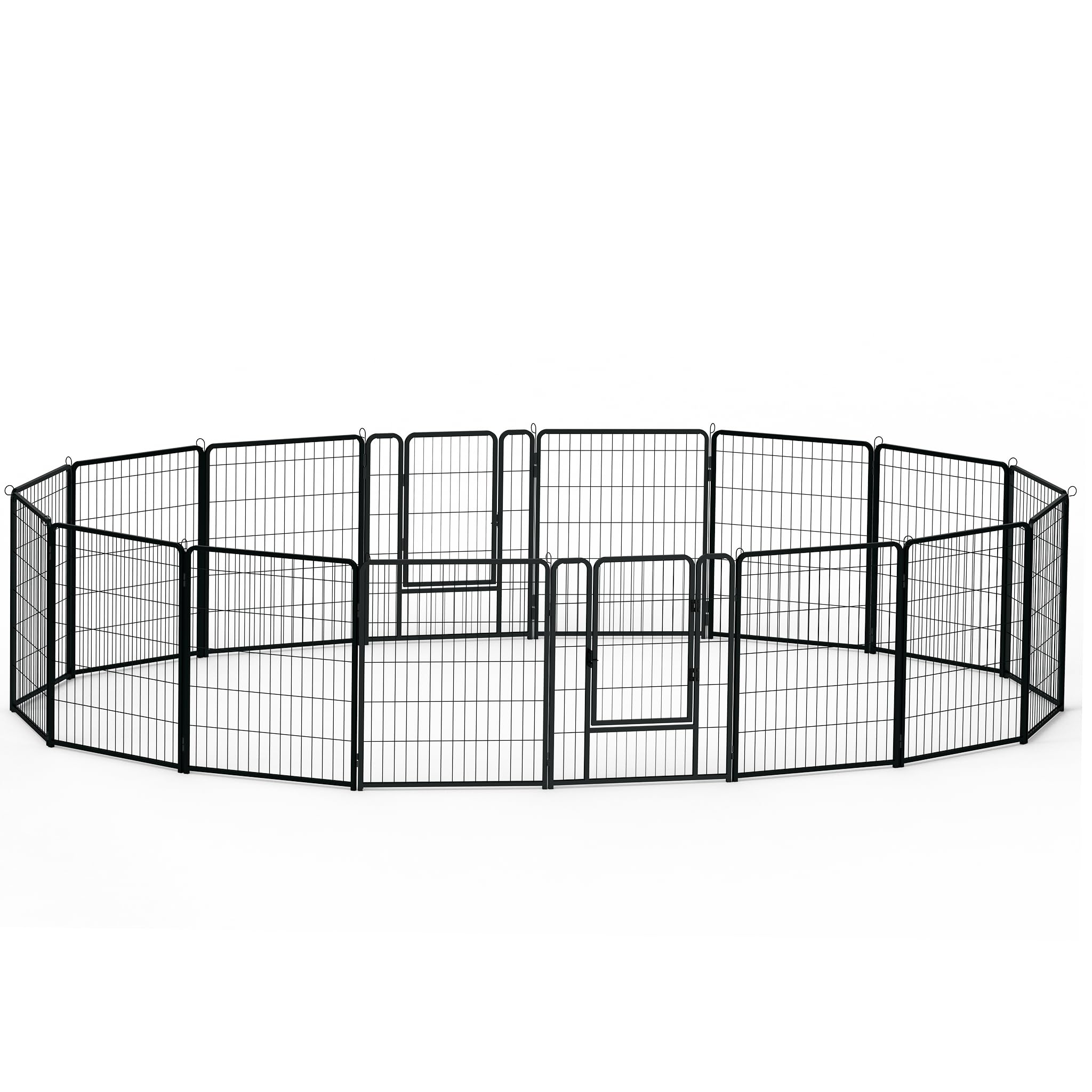 SUBTLETY Juego de parques para perros de 16 piezas con puertas y anclajes de tierra, cercado para perros plegable, resistente a la intemperie, portátil, para jardín, camping