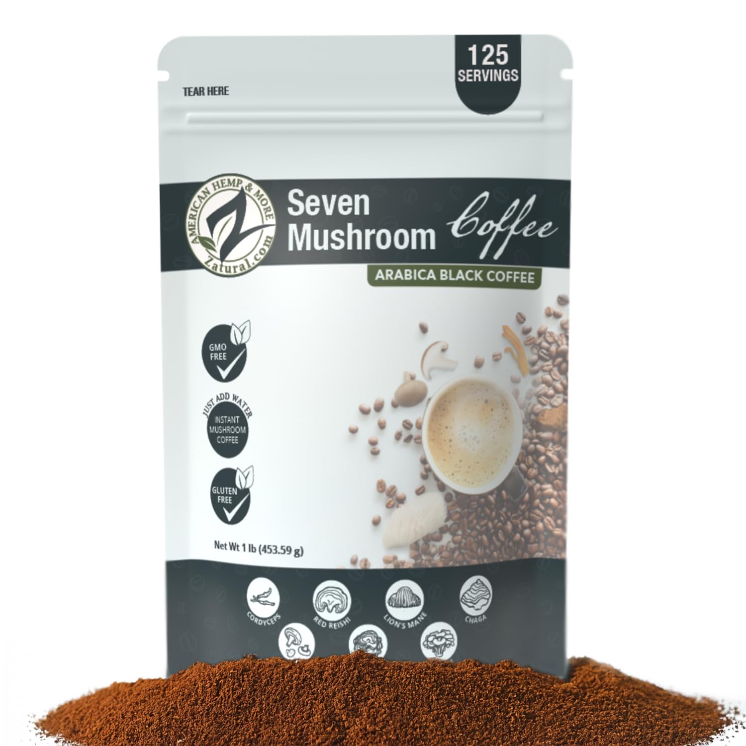 Amazon.com : Zatural 7 Mushroom Coffee 125 Serving Instant Black