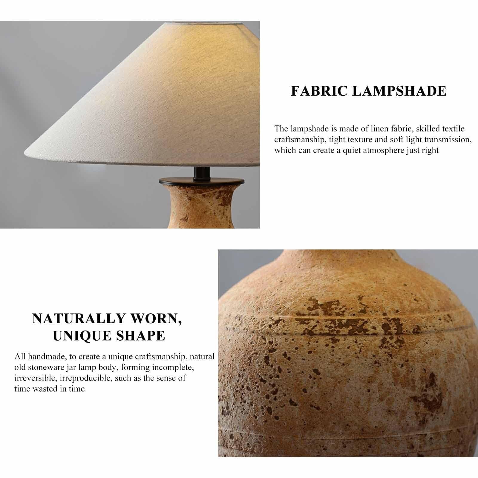Lampada da tavolo vintage ceramica artigianale, lampada comodino rustica
