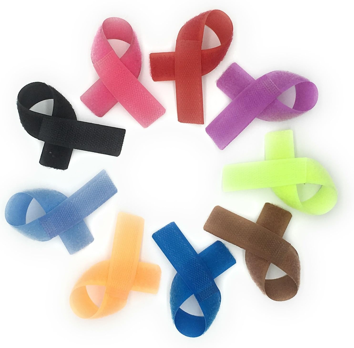 50 PCS Reusable Fastening Cable Ties Reusable Hook and Loop Cord Straps (Multicolored)