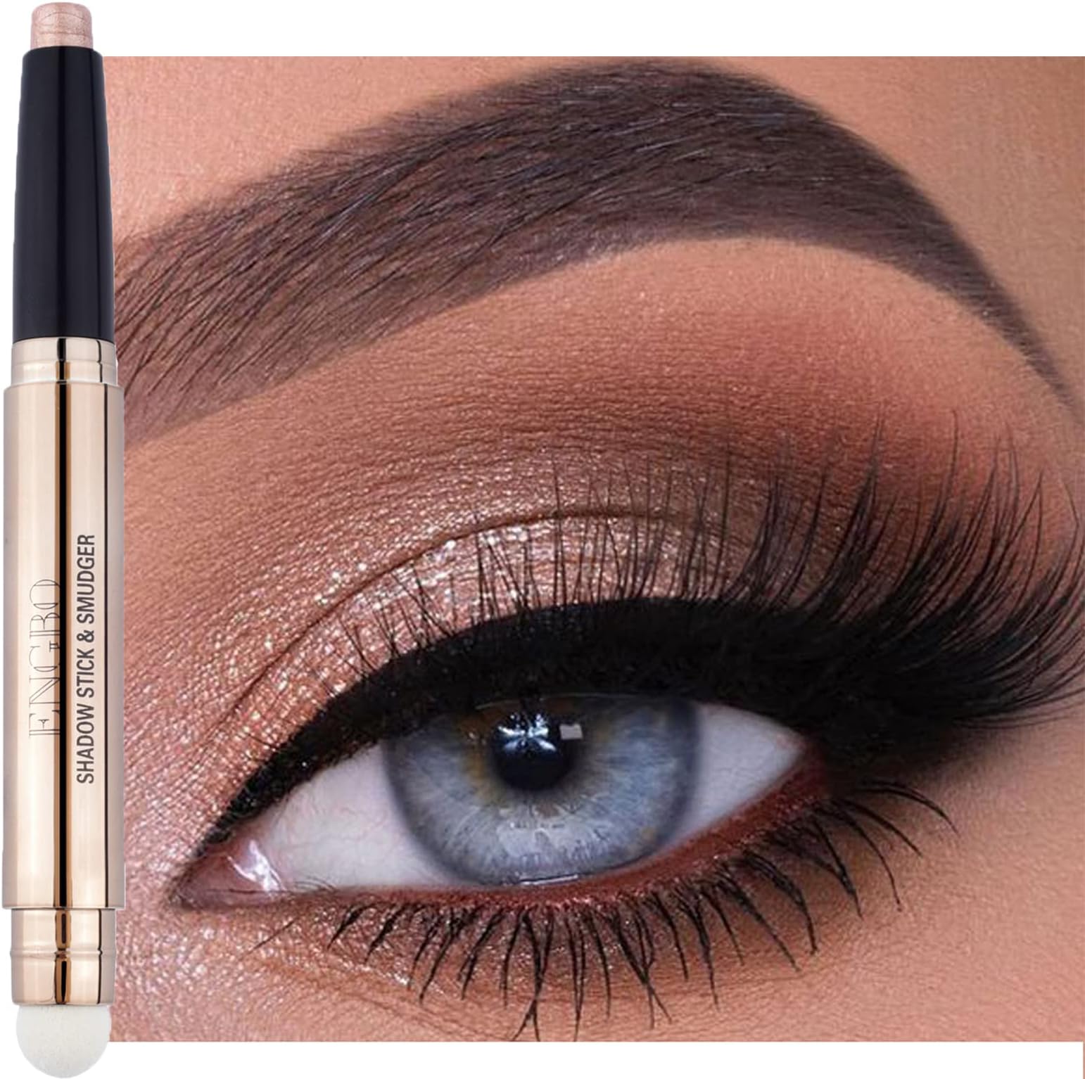 Glitter Eyeshadow Metallic Eye Shadow Stick,Pearl Shimmer Dual-Ended Eyeshadow Eye Brightener Highlighting Pen,High Pigmented,Cruelty Free,Smooth Easy To Color For Sensitive Eyes Makeup